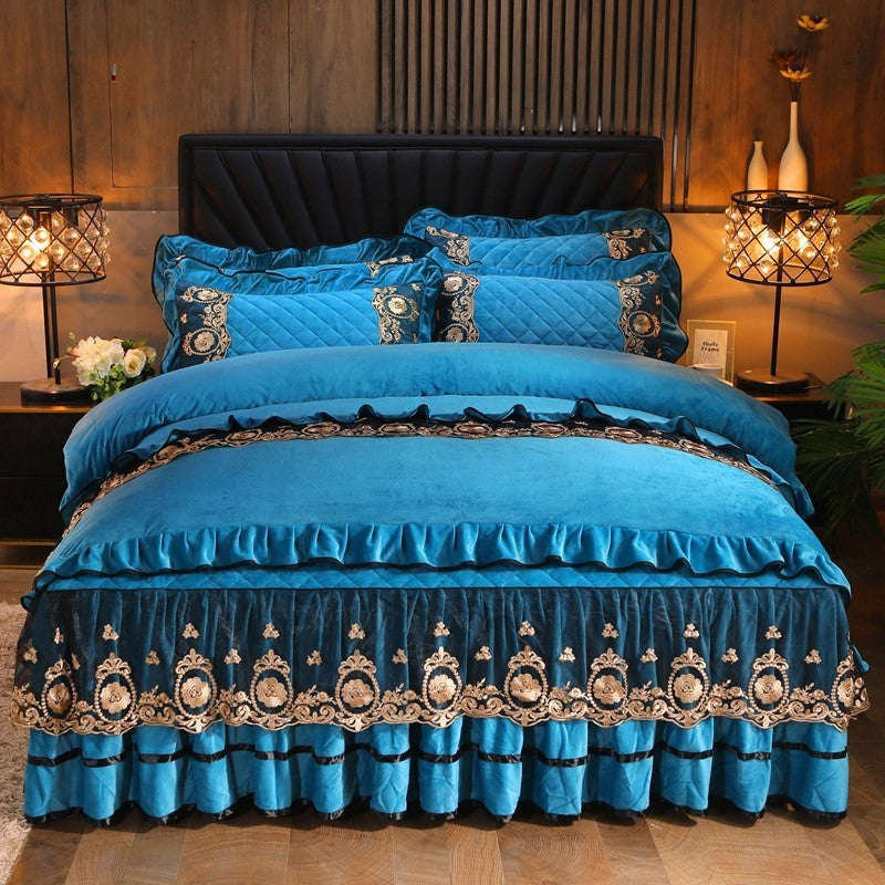 Luxury Lace Bedskirt with Pillowcases
