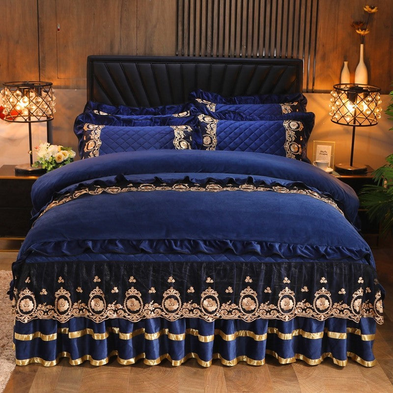 Luxury Lace Bedskirt with Pillowcases