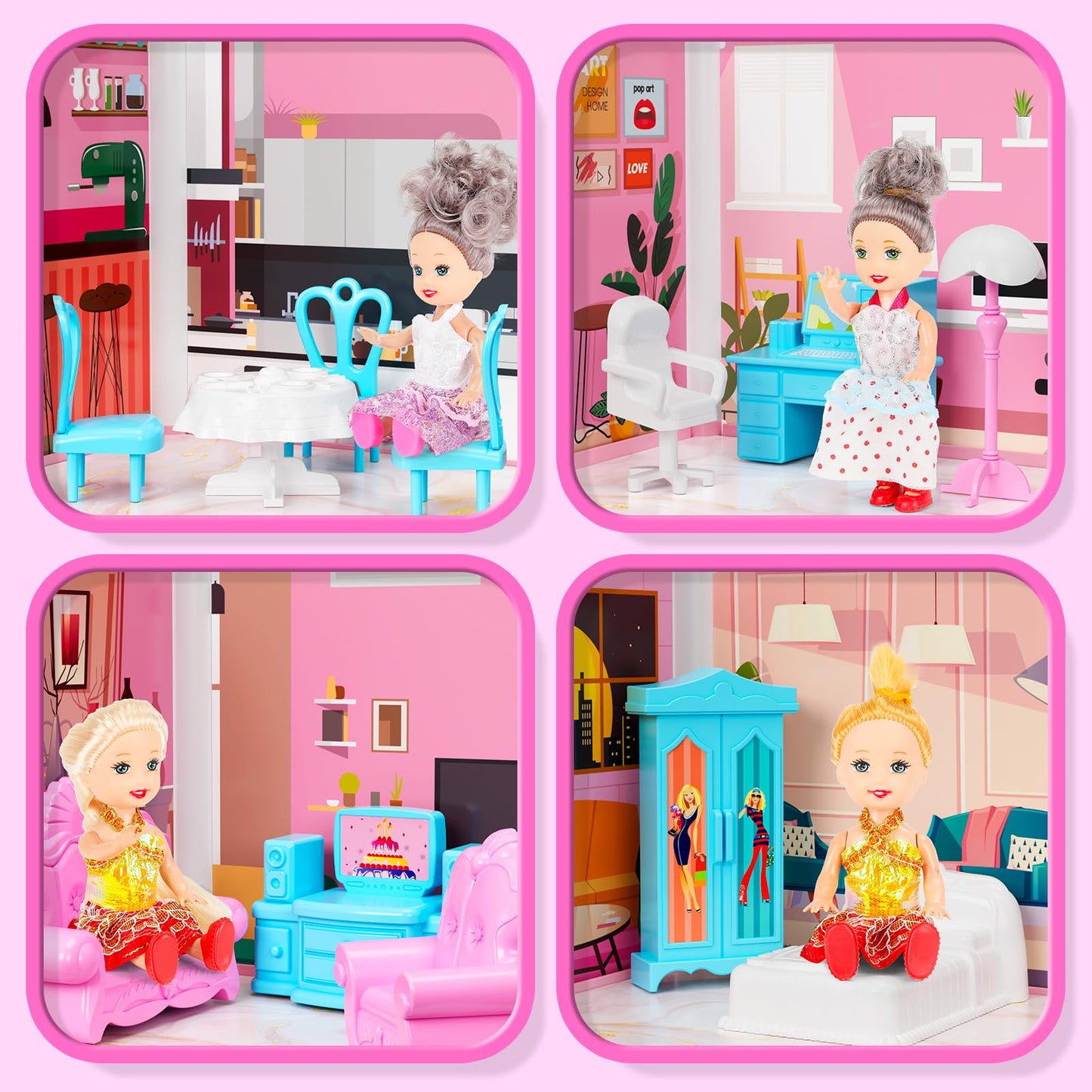 LUYE 5-Story Dream Doll House with 19 Rooms, Lights & Dolls – STEM Gift for Girls 6–16