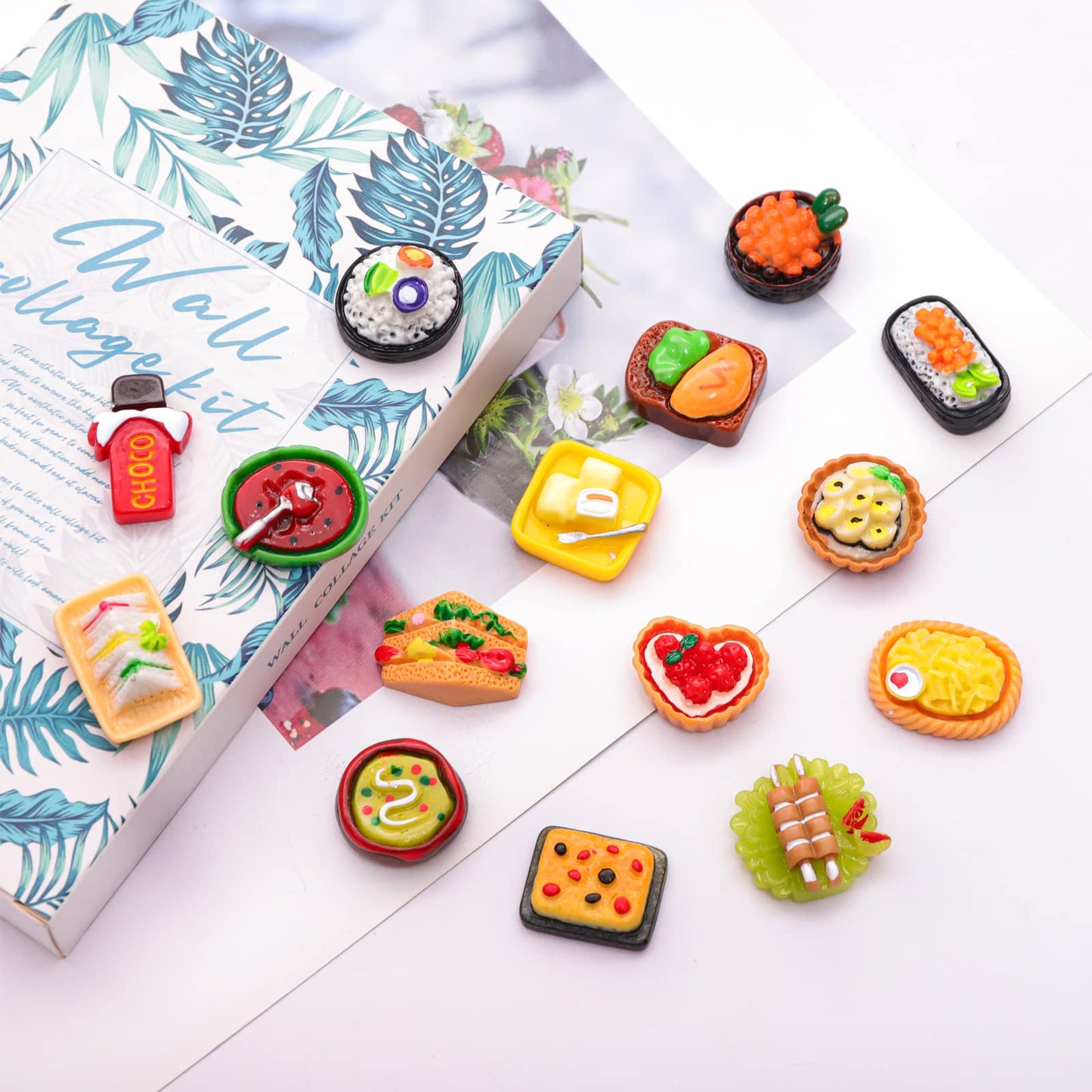 LUYI 80-Piece Mini Food & Drink Set for Dollhouse Kitchen – Resin Play Food Toys