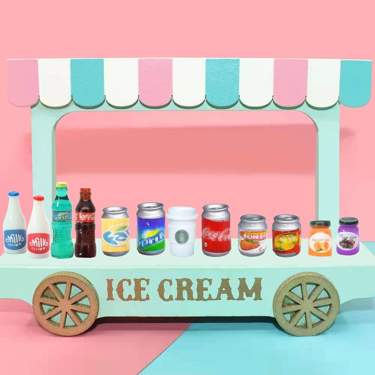 LUYI 80-Piece Mini Food & Drink Set for Dollhouse Kitchen – Resin Play Food Toys