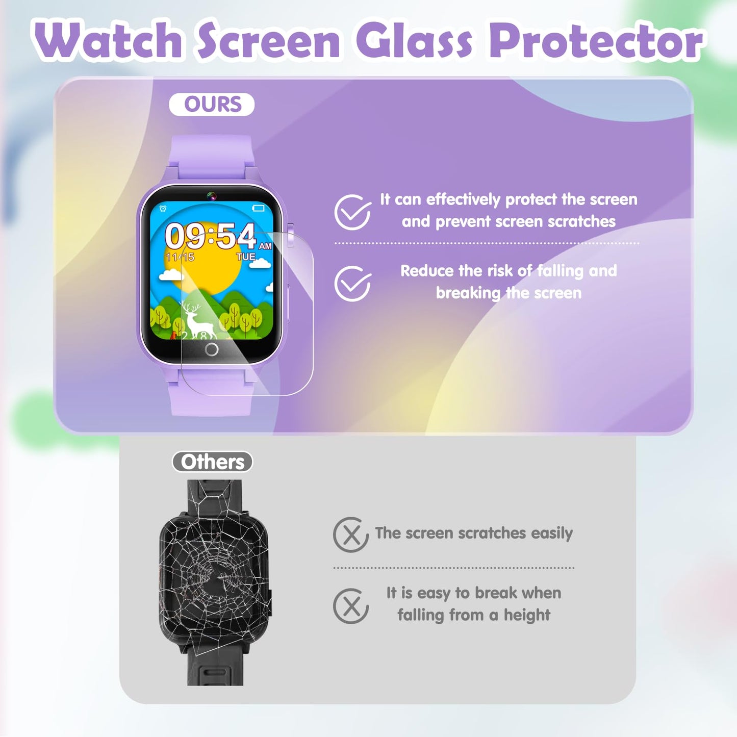 Luyiilo Kids Games Watch Purple – 26 Puzzle Games, Touch Screen, 300k Camera, 7–14 Day Battery