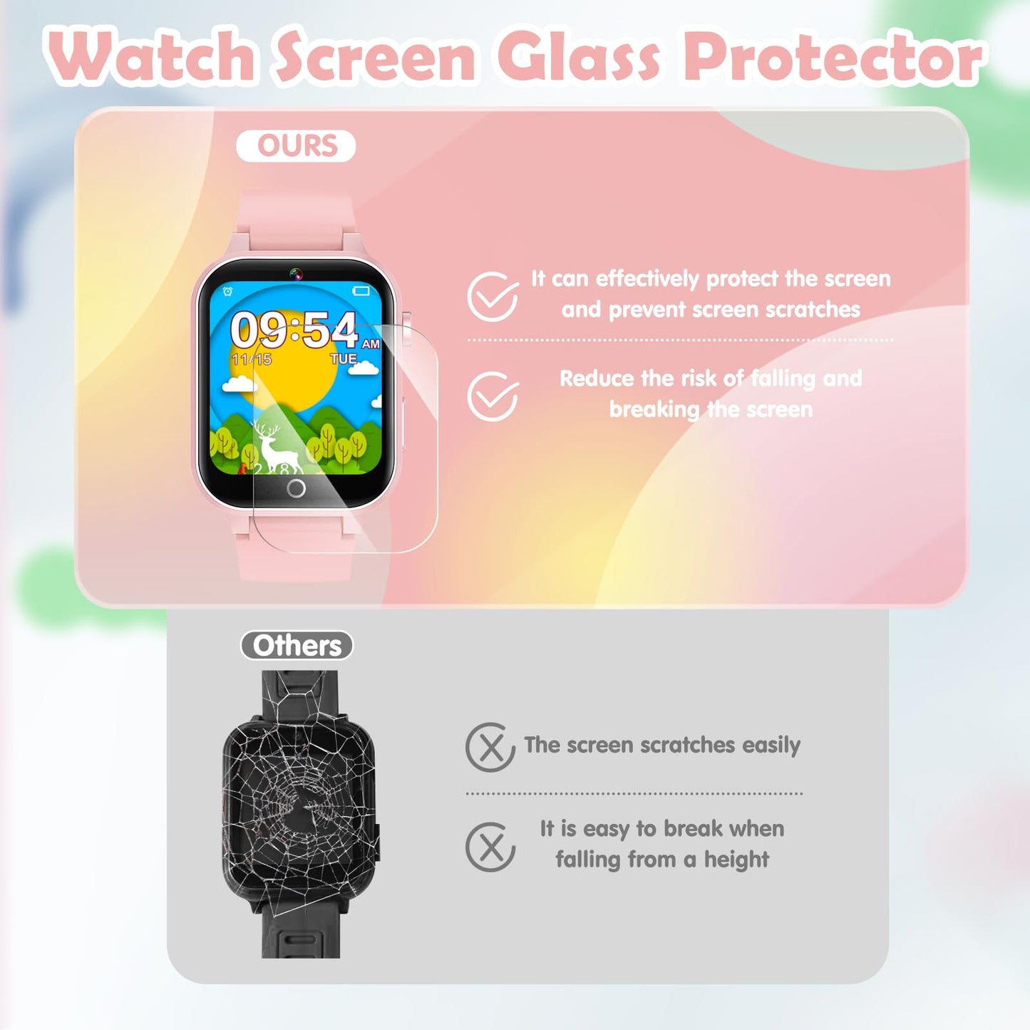 Luyiilo Kids Games Watch Soft Pink – 26 Puzzle Games, Touch Screen, 300K Camera, Gift for Ages 4–12