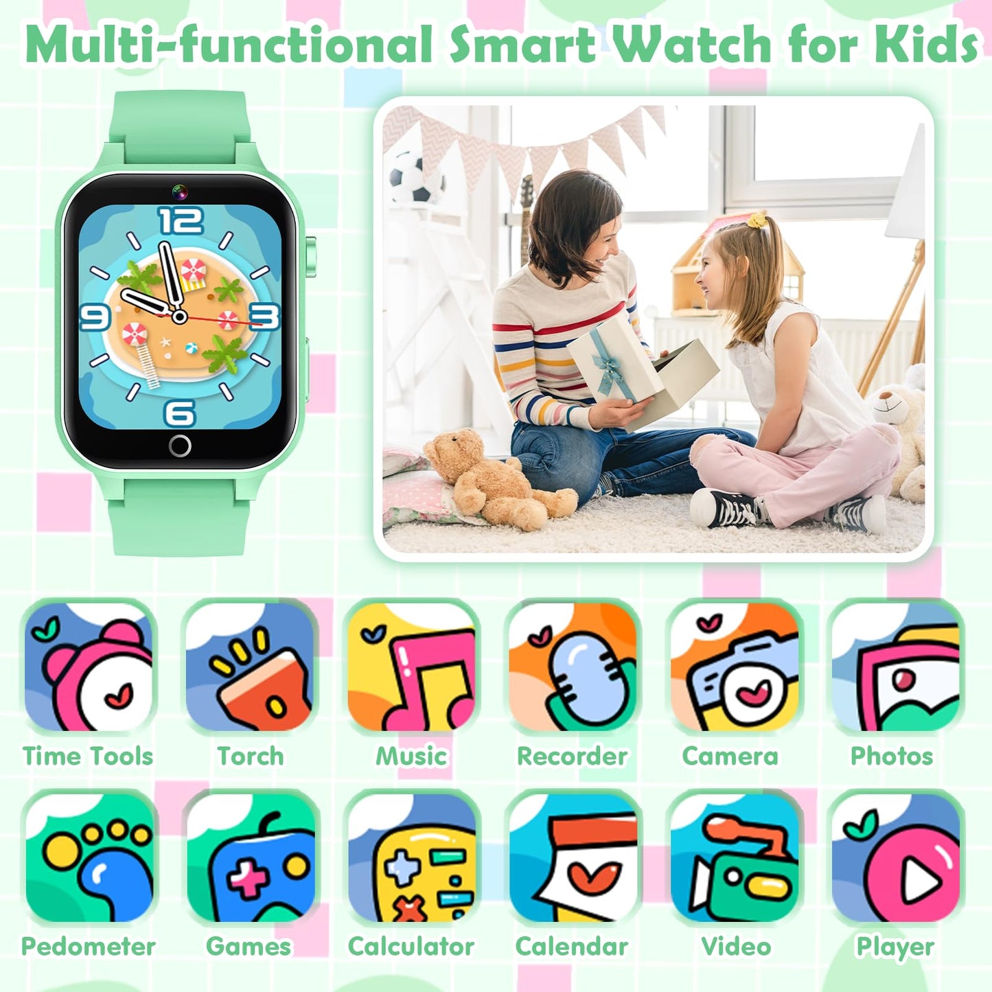 Luyiilo Kids Smart Watch – 26 Games, HD Camera, Waterproof, Ages 4–12