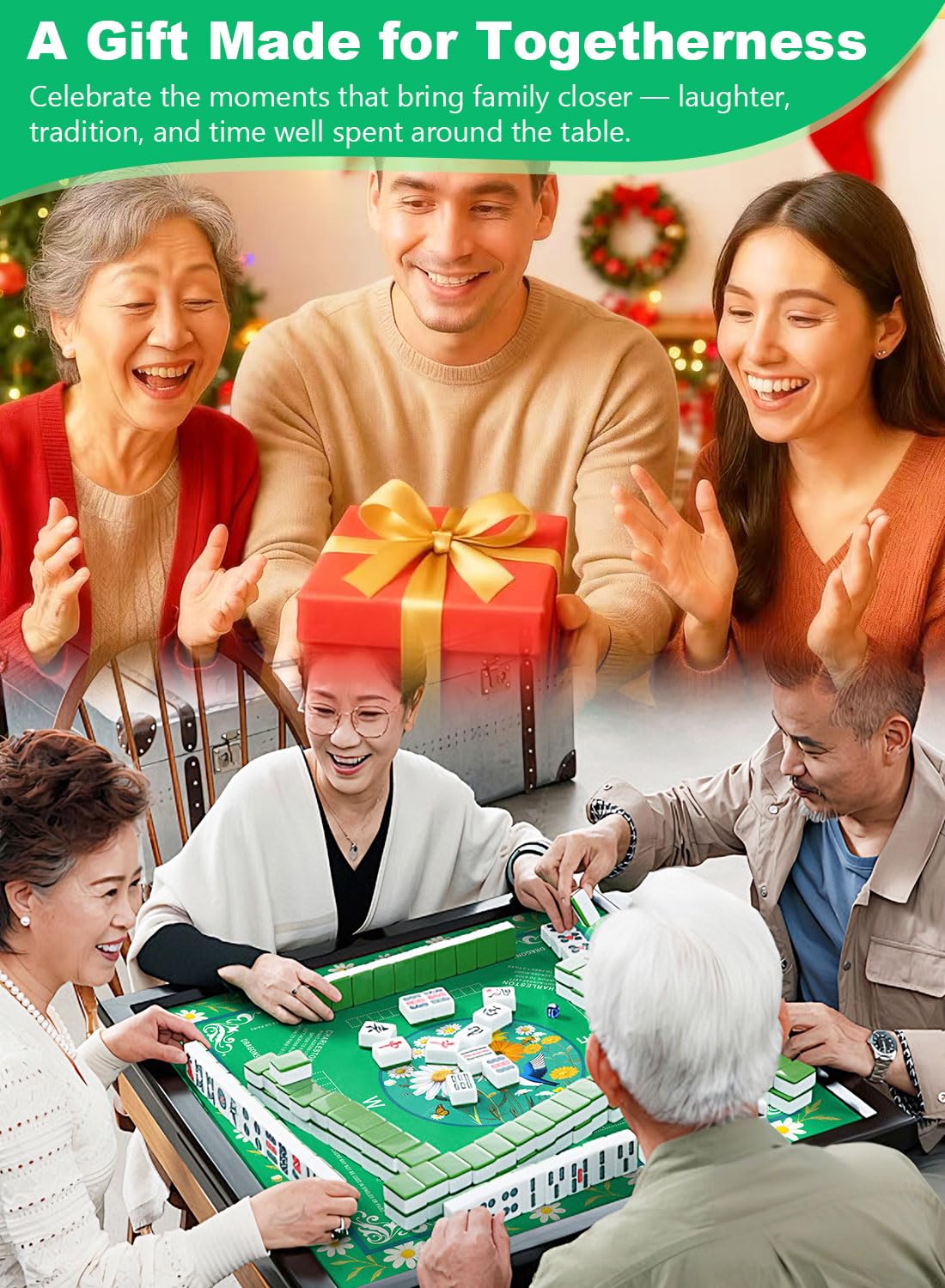 LUYULAKI Large Mahjong Mat 33.1x33.1 Inch – Quiet, Non-Slip Floral Table Cover