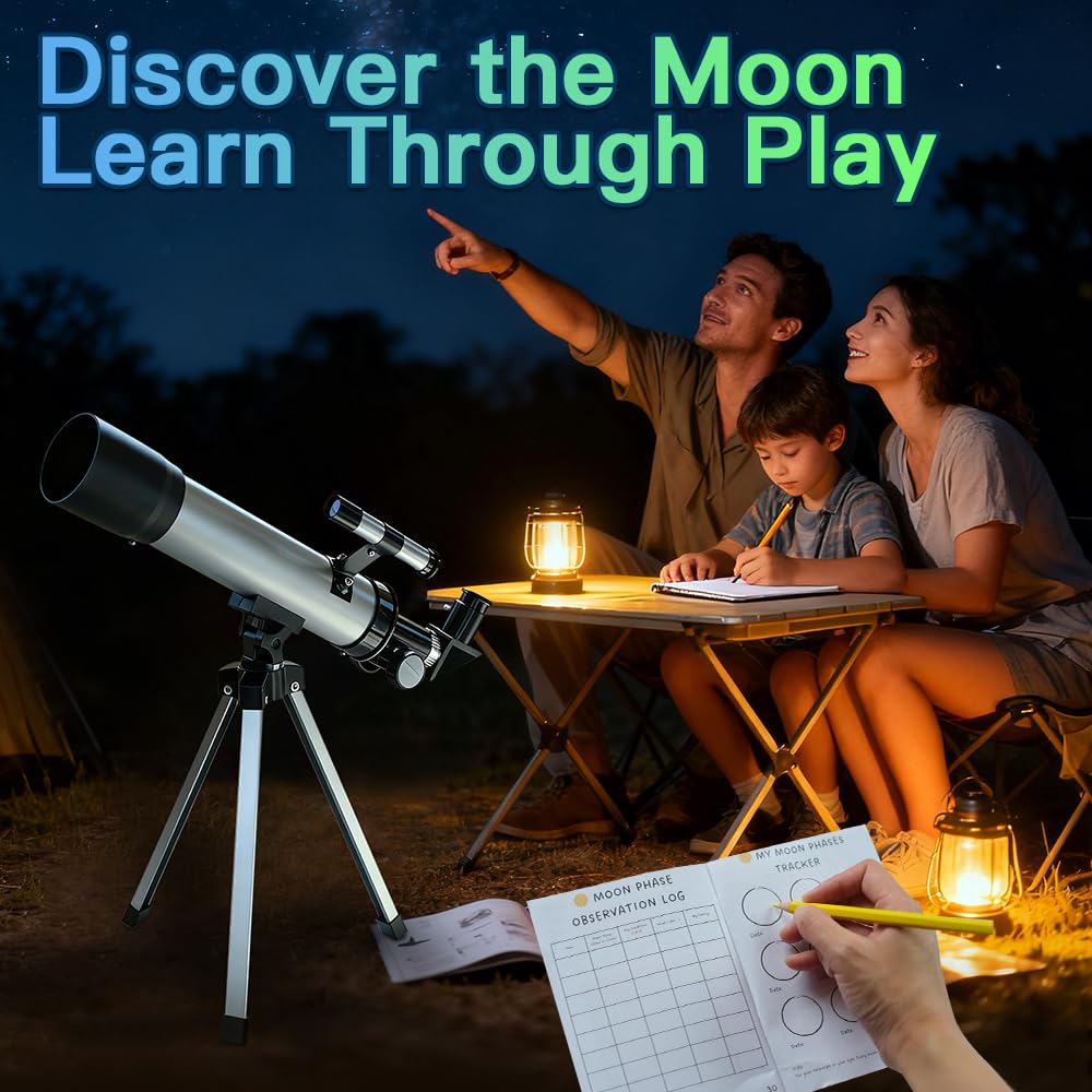 Luzsco Kids Telescope 50mm 100x – Beginner Silver with Tripod