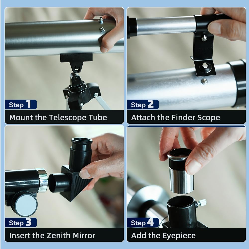 Luzsco Kids Telescope 50mm 100x – Beginner Silver with Tripod