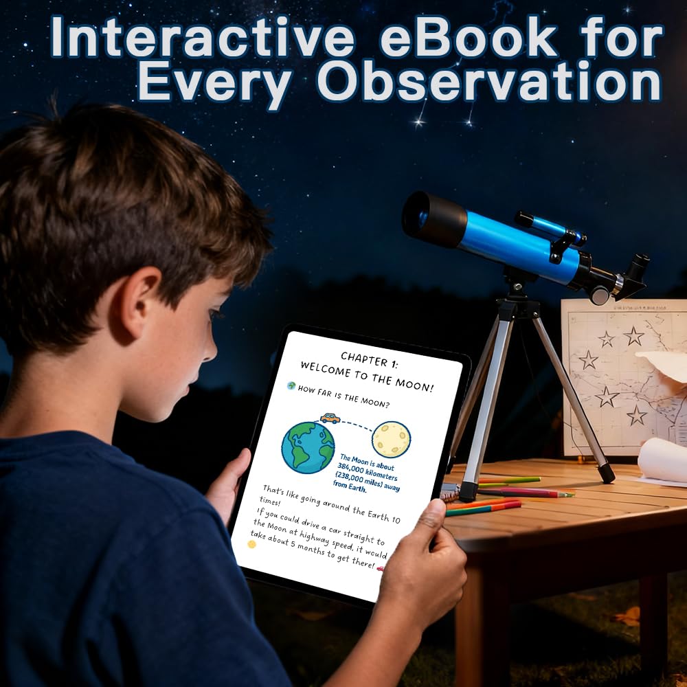 Luzsco Kids Telescope 50mm 100x – Beginner STEM Astronomy Kit