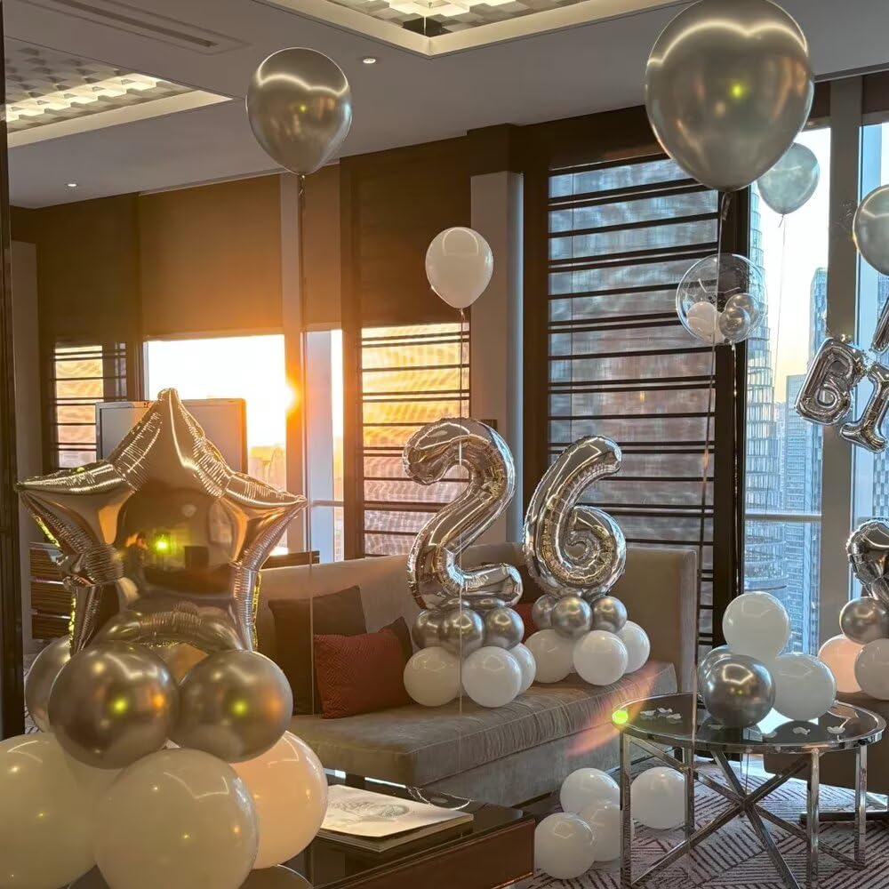 LVMOQIQIU 40-Inch Silver Number 22 Foil Balloon - Birthday & Wedding Party Decor