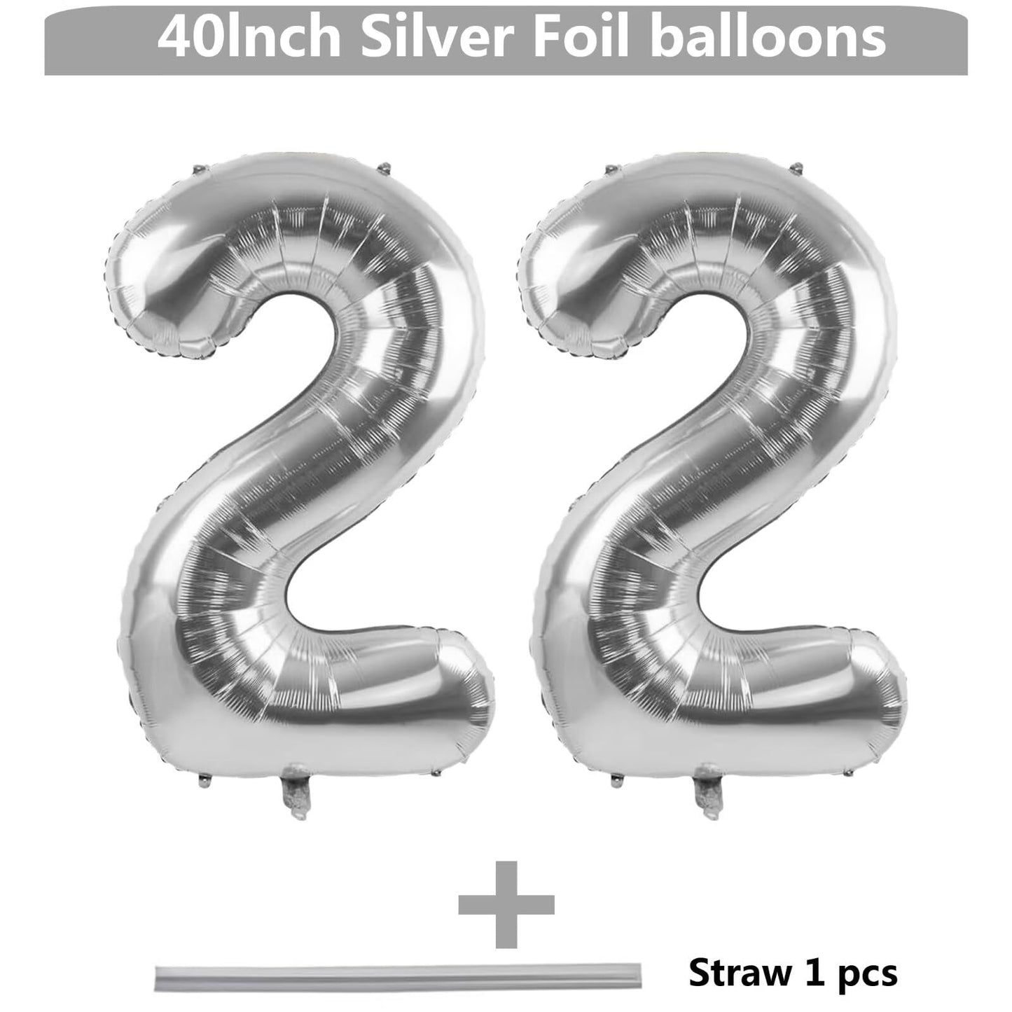 LVMOQIQIU 40-Inch Silver Number 22 Foil Balloon - Birthday & Wedding Party Decor