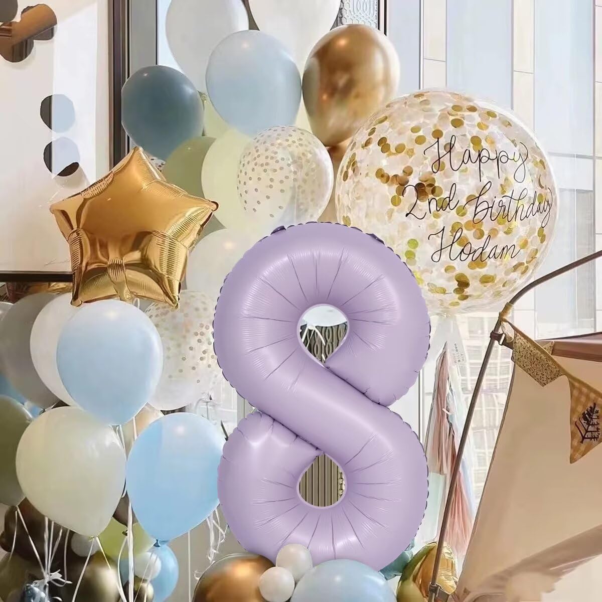 LVMOQIQIU Purple 90 Balloon – 40-Inch Matte Foil Number 90