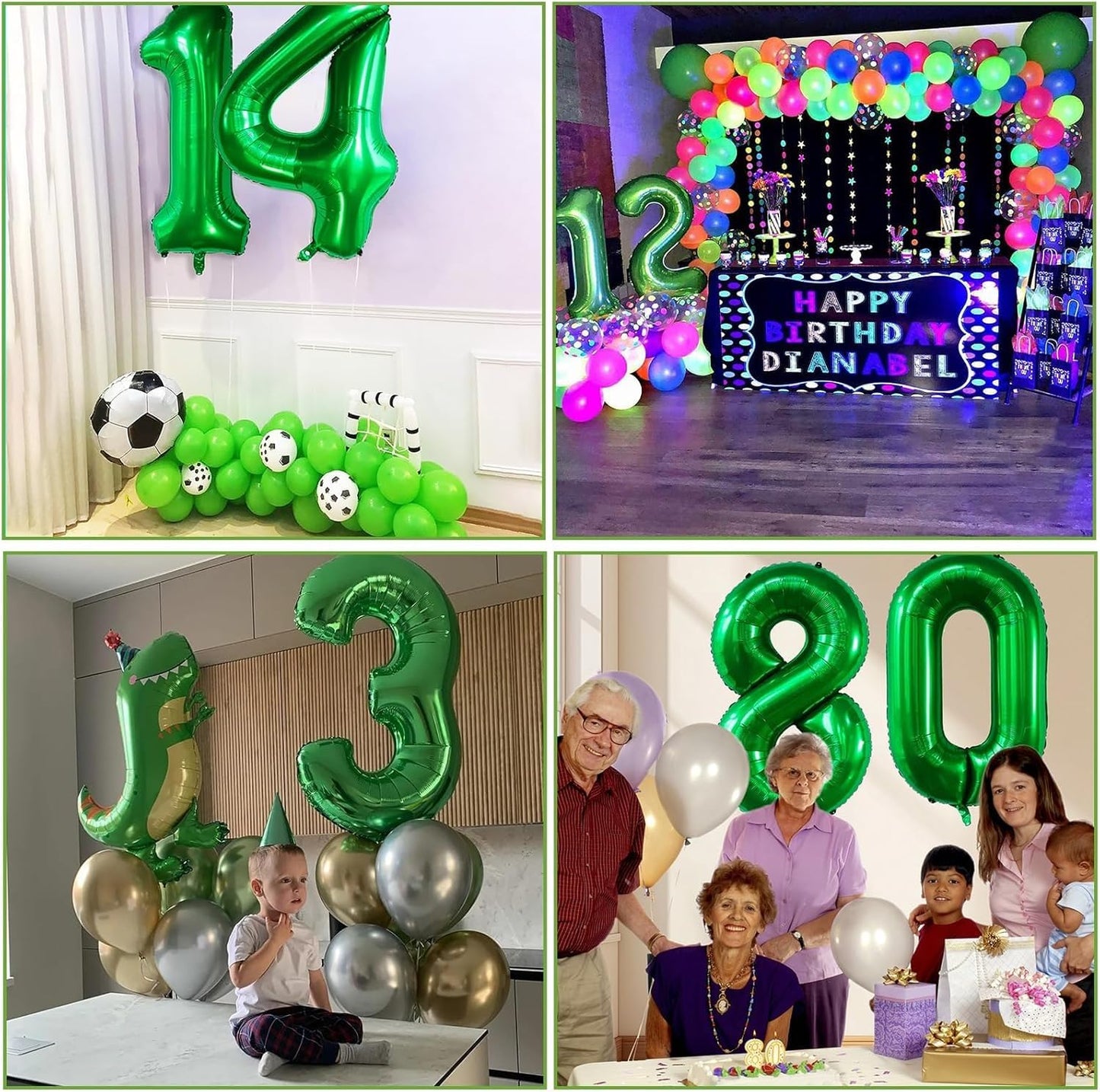 LVMOQIQIU 40 Inch Dark Green Foil Number 6 Balloon – Large Party Number Balloon