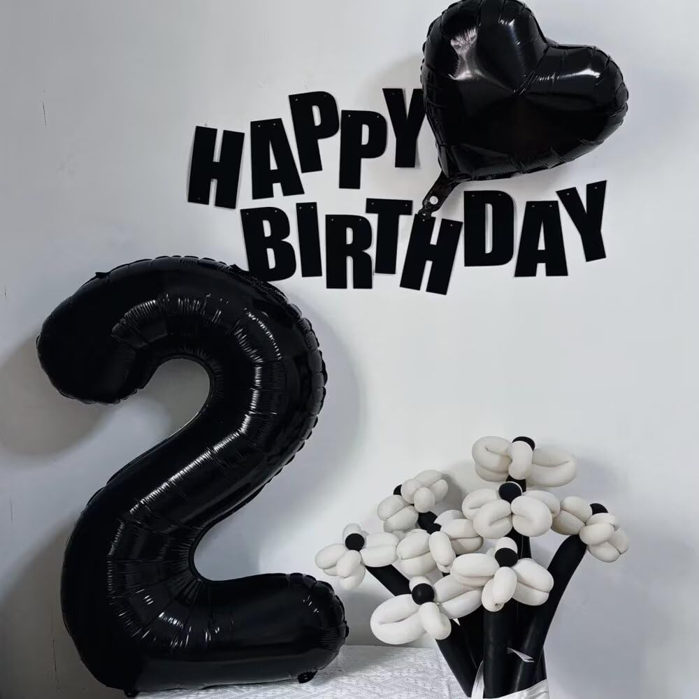 LVMOQIQIU Black 2 Number Balloon – 40-Inch Foil Numeral Balloon for Parties