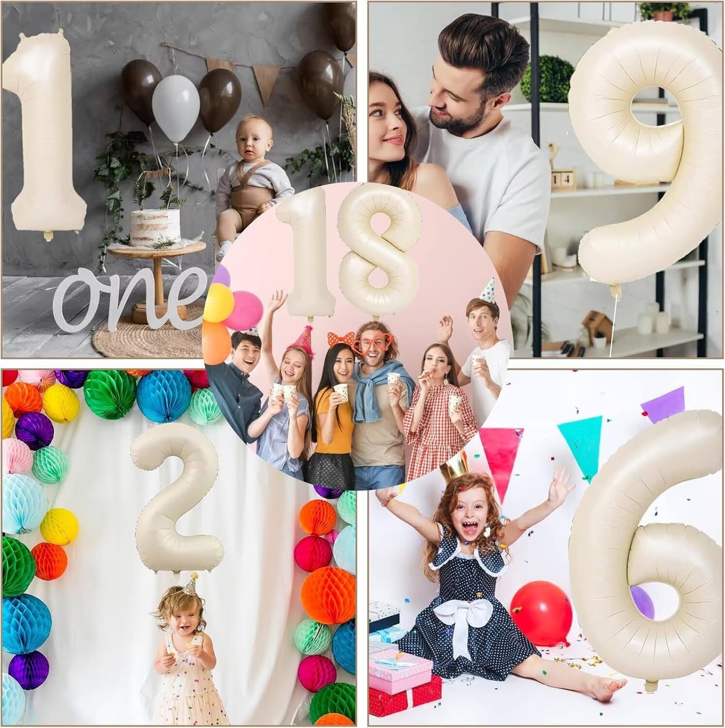 LVMOQIQIU Cream White 40-Inch Foil Number Balloon 30 – Elegant Birthday, Wedding & Anniversary Decor