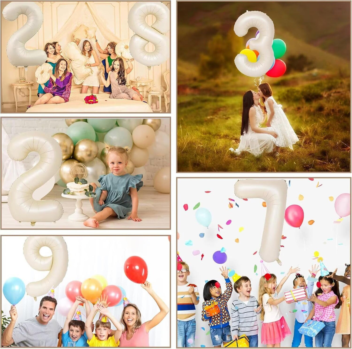 LVMOQIQIU Cream White 40-Inch Foil Number Balloon 30 – Elegant Birthday, Wedding & Anniversary Decor