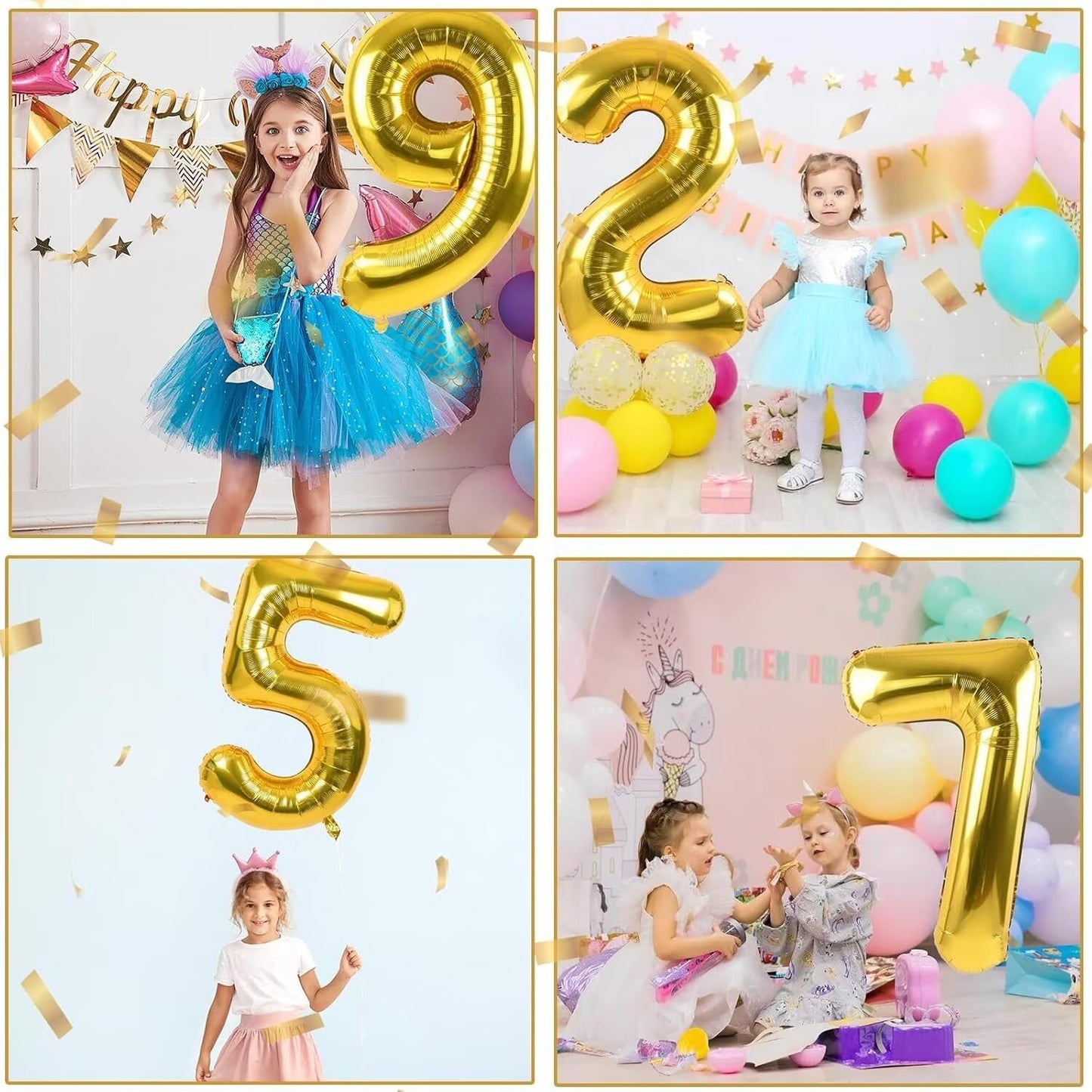 LVMOQIQIU Gold 90th Birthday Balloons — 40-Inch Foil Number Balloon (90)