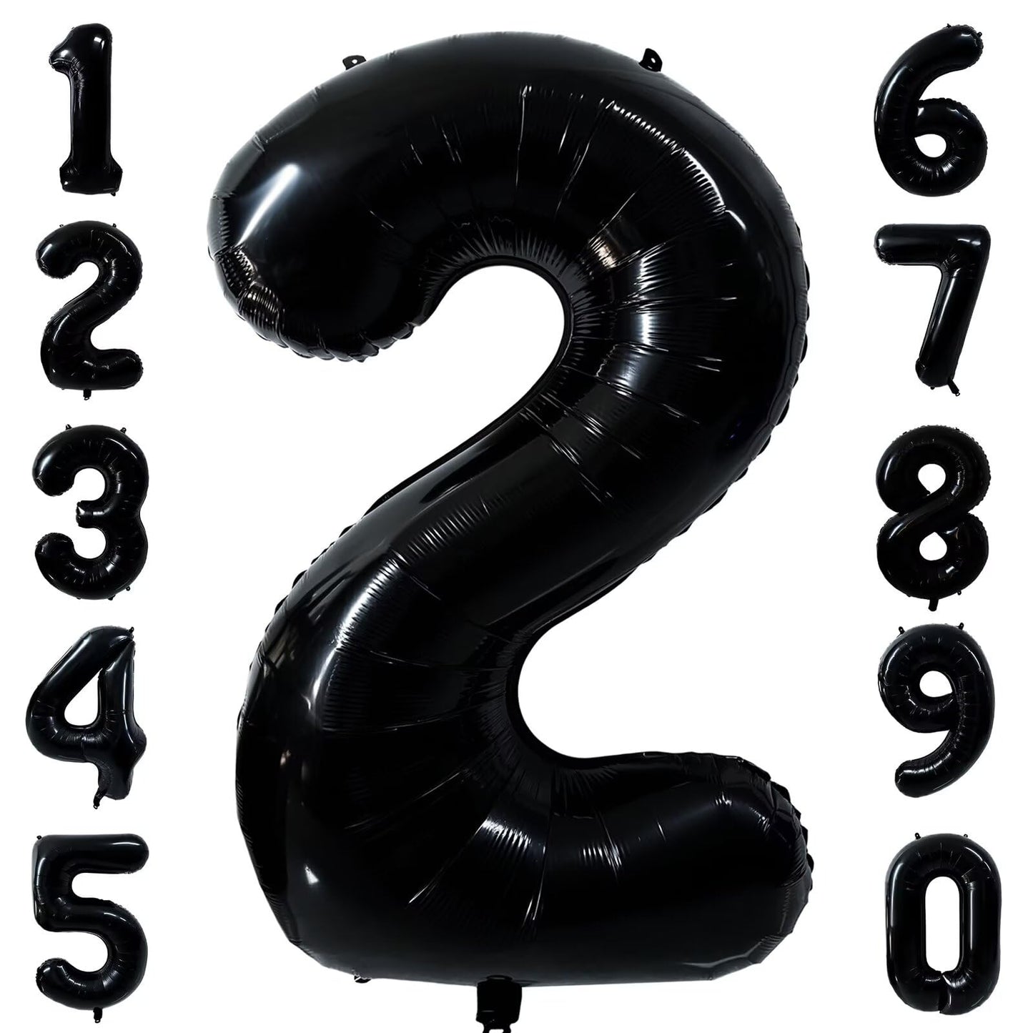 LVMOQIQIU Black 2 Number Balloon – 40-Inch Foil Numeral Balloon for Parties