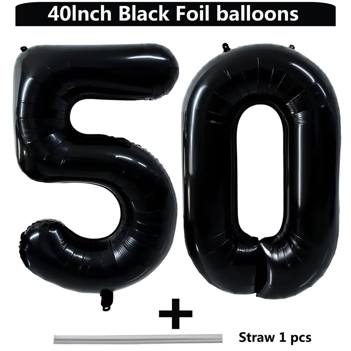 LVMOQIQIU Black 50 Number Balloon – 40 Inch Foil Balloons for Milestone Parties