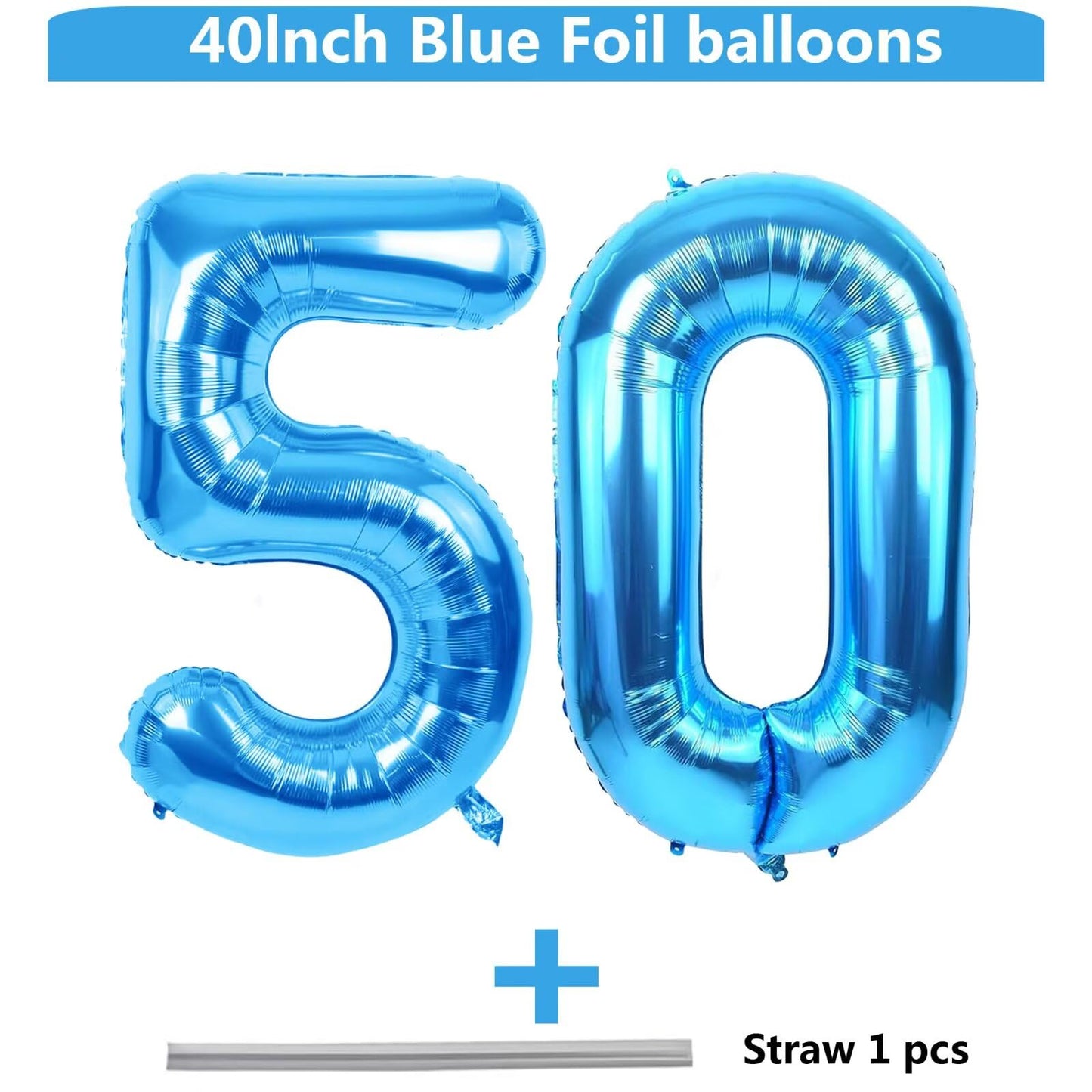 LVMOQIQIU 40 Inch Blue Foil Number 50 Balloons – Birthday, Wedding & Party Decorations