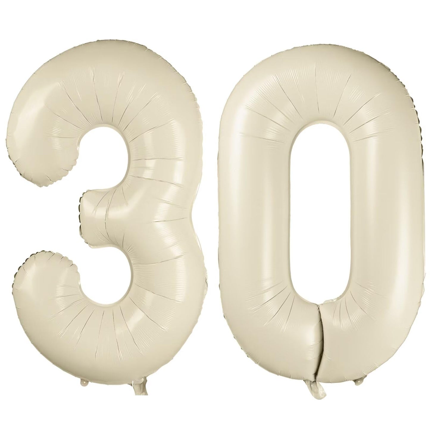LVMOQIQIU Cream White 40-Inch Foil Number Balloon 30 – Elegant Birthday, Wedding & Anniversary Decor