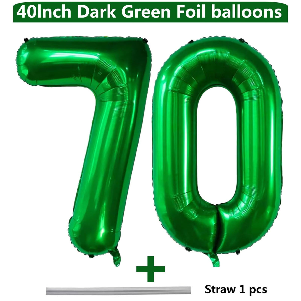 LVMOQIQIU 40-Inch Dark Green Foil Number 70 Balloons – Large Party Decor