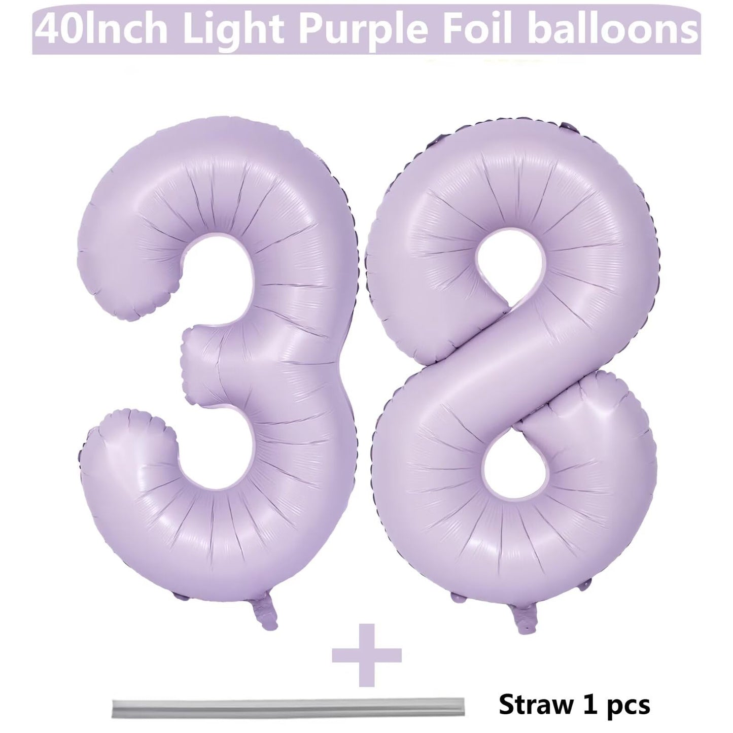 LVMOQIQIU Purple 38 Foil Number Balloons – 40-Inch Matte Purple Party Decor