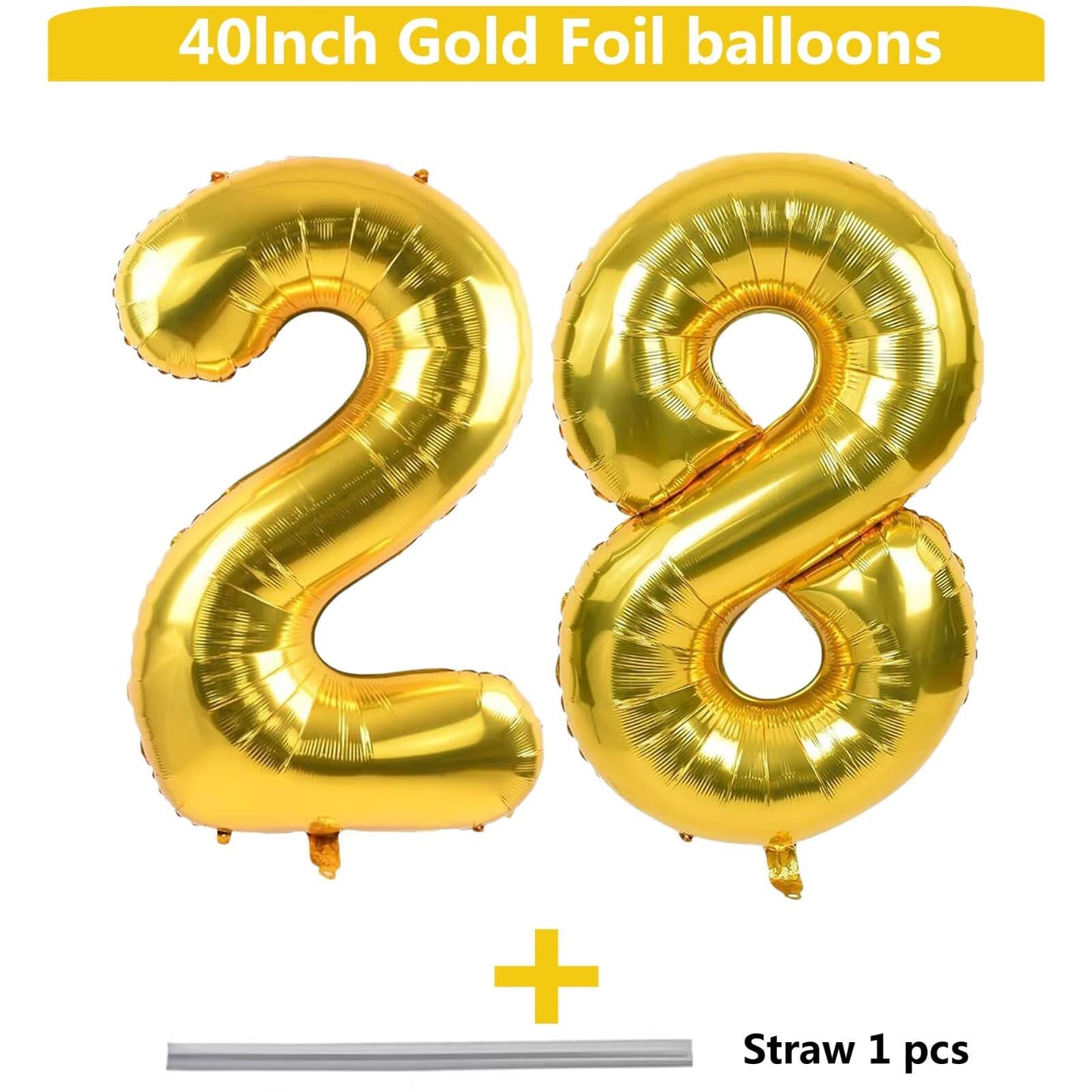 LVMOQIQIU Gold Number Balloons 40 Inch - 28 & 82 Foil Balloons for Birthdays, Weddings, and Celebrations