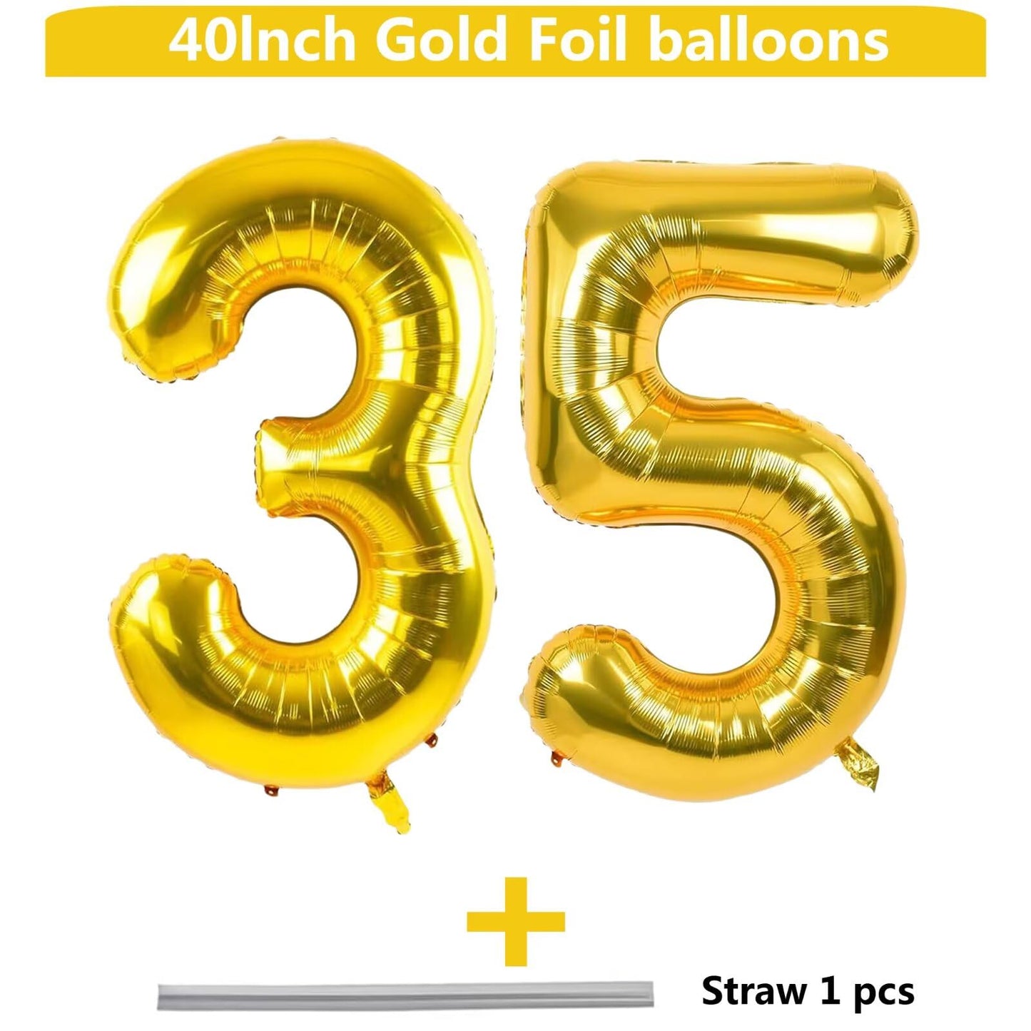 LVMOQIQIU Gold 40-Inch Number Balloons – 35th or 53rd Birthday Foil Balloons for Celebrations