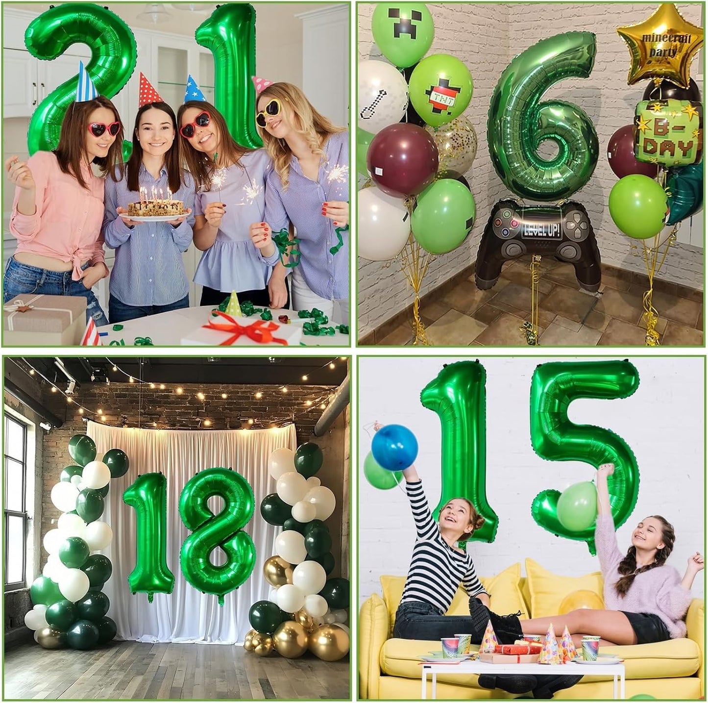 LVMOQIQIU 40 Inch Dark Green Foil Number 6 Balloon – Large Party Number Balloon