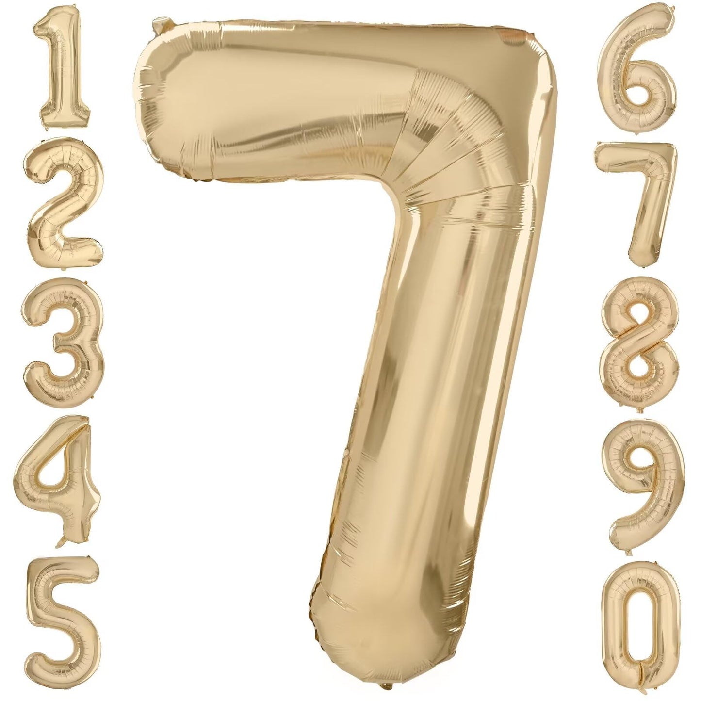 LVMOQIQIU Light Gold 7 Number Balloon – 40in Foil Birthday & Wedding Decor