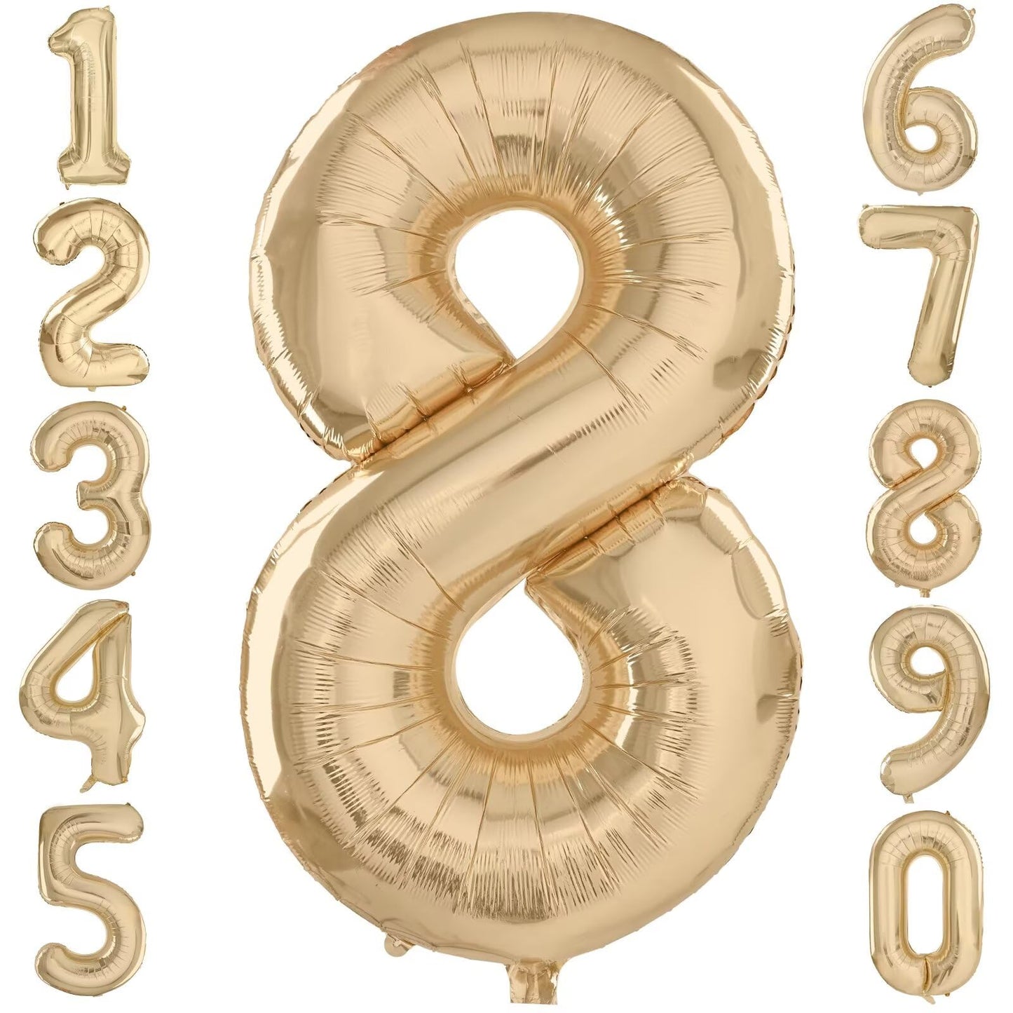 LVMOQIQIU Light Gold 40 Inch Number 8 Foil Balloon – Elegant 8th Birthday Decor