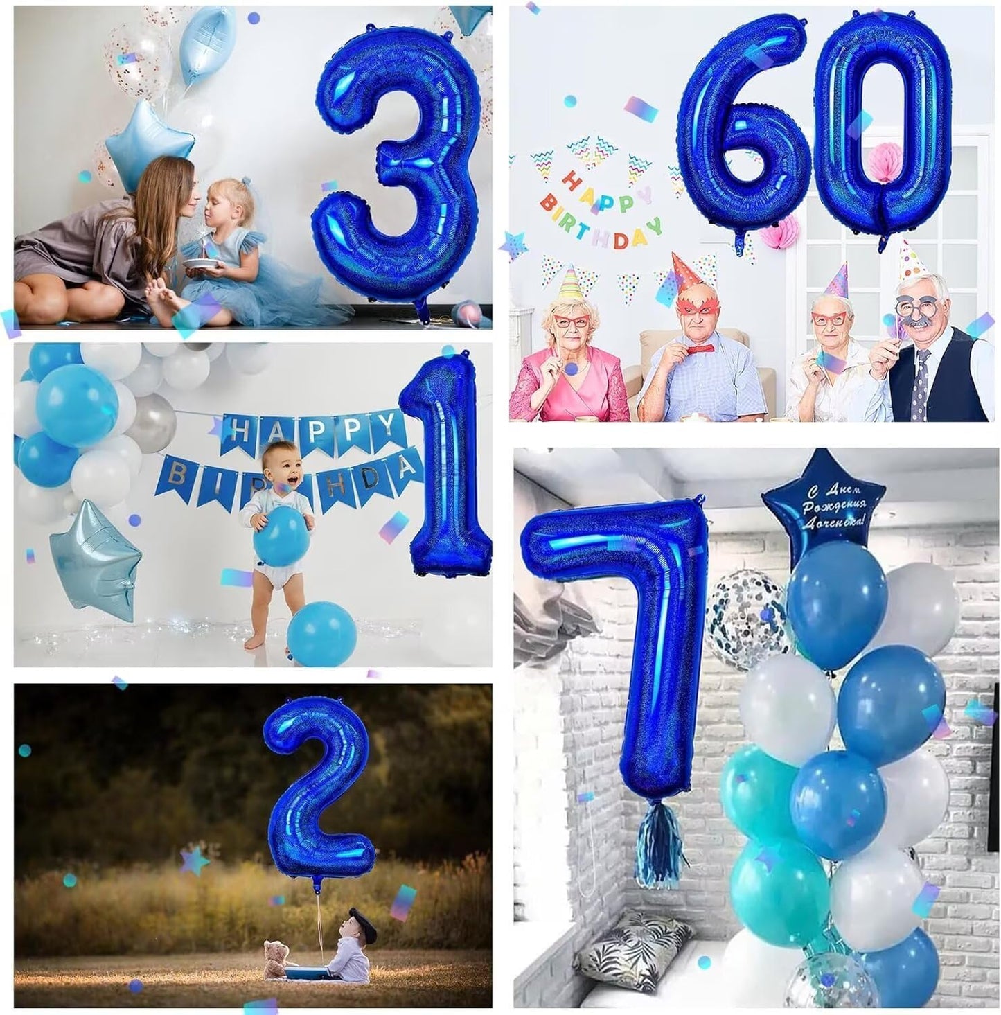 LVMOQIQIU 40-Inch Navy Blue Foil Number 6 Balloon | Large Party Decor