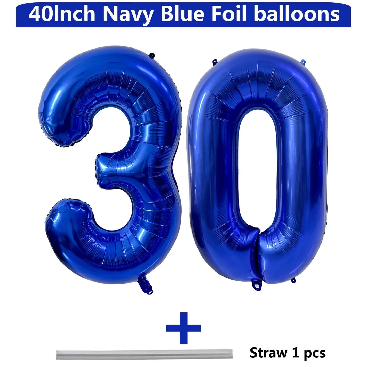 LVMOQIQIU 40-Inch Navy Blue Foil Number Balloon 30 | Large Number Balloons for Birthday, Anniversary & Wedding