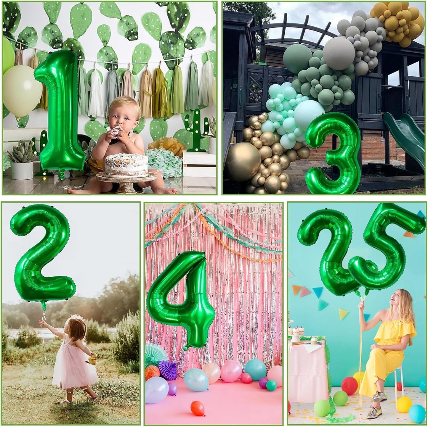 LVMOQIQIU 40 Inch Dark Green Foil Number 6 Balloon – Large Party Number Balloon