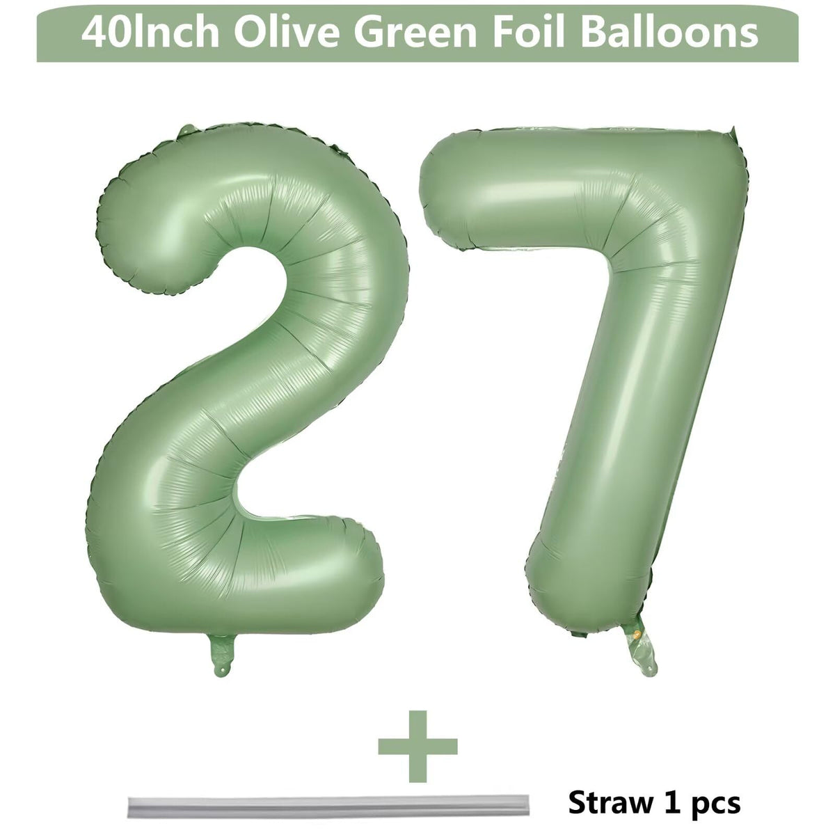 40 Inch Olive Green Number 27 Balloon by LVMOQIQIU – Large Foil Numeral