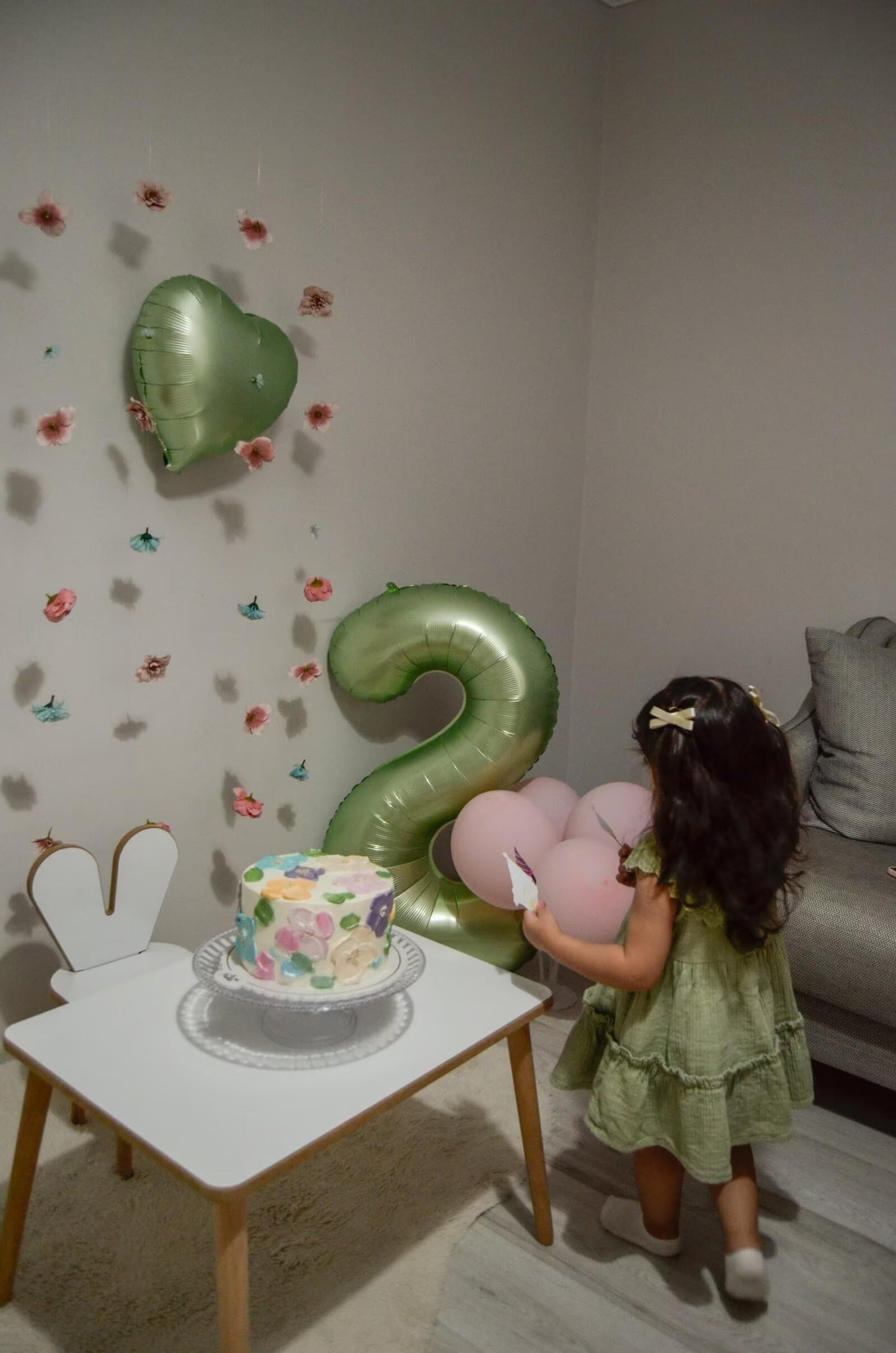 LVMOQIQIU 40-Inch Olive Green Number 2 Foil Balloon – Large Sage Green 0-9 Balloons for Parties