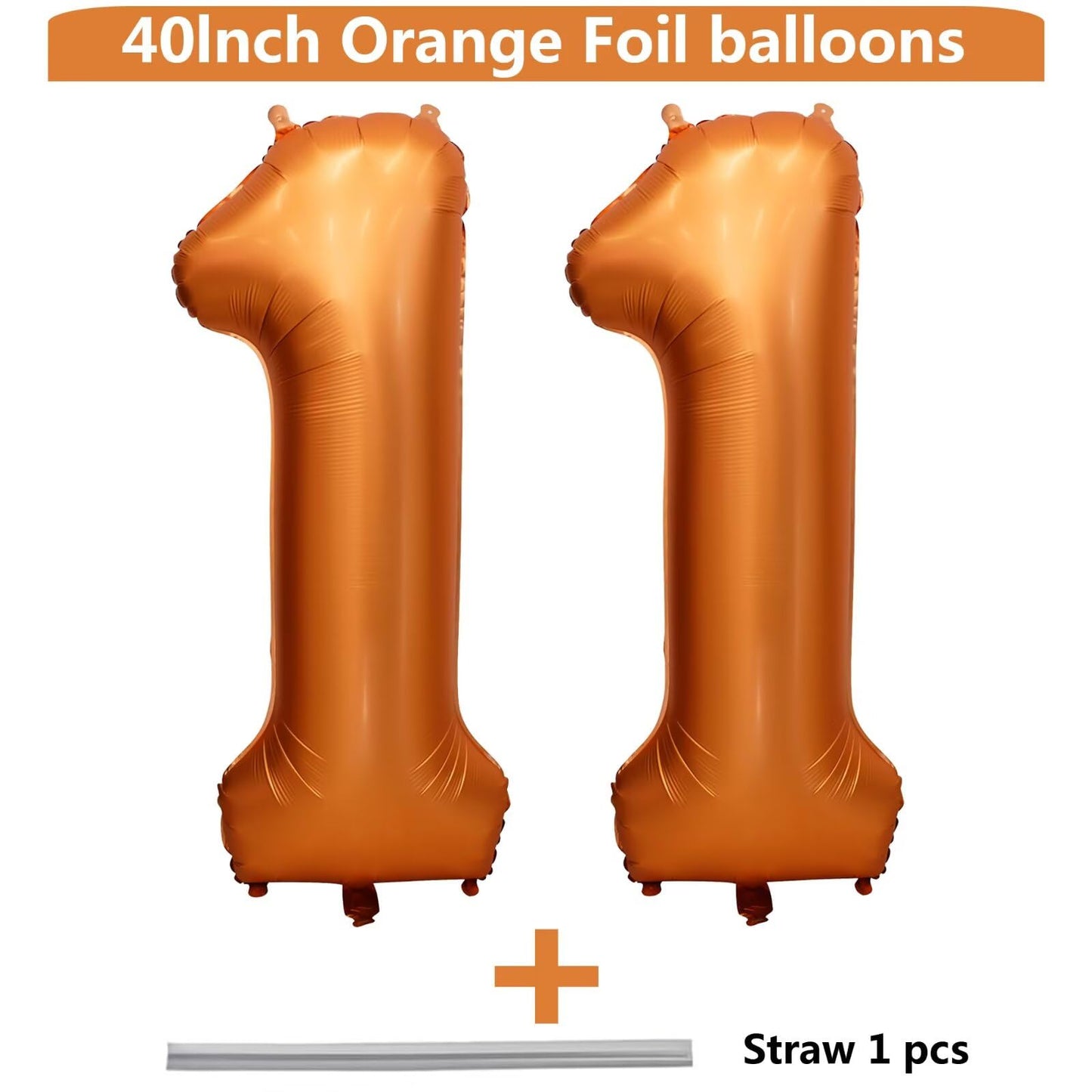 LVMOQIQIU 40 Inch Orange 11-Number Foil Balloon – Birthday & Event Decor