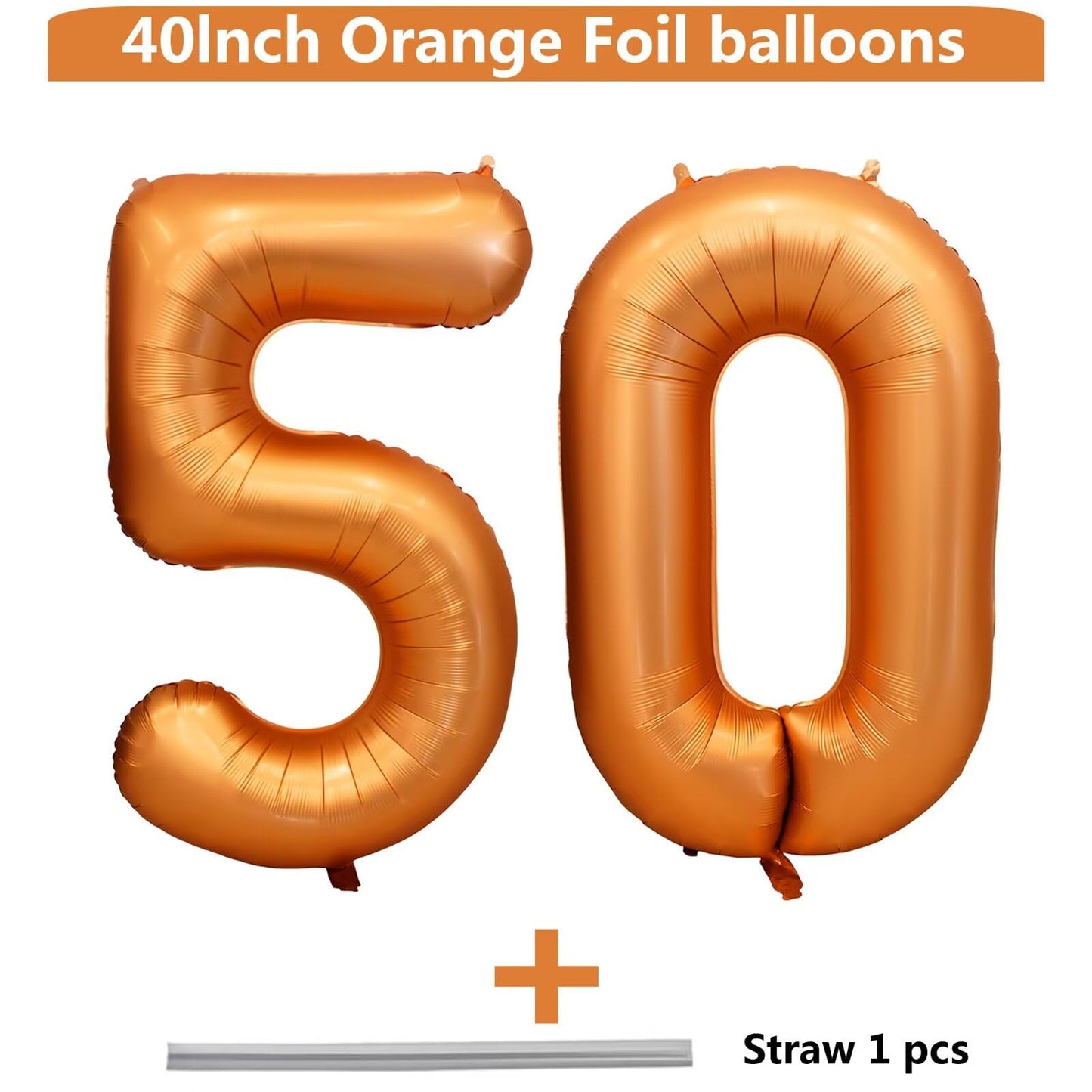 LVMOQIQIU 40-Inch Orange Foil 50-Number Balloon – Birthday & Party Decor