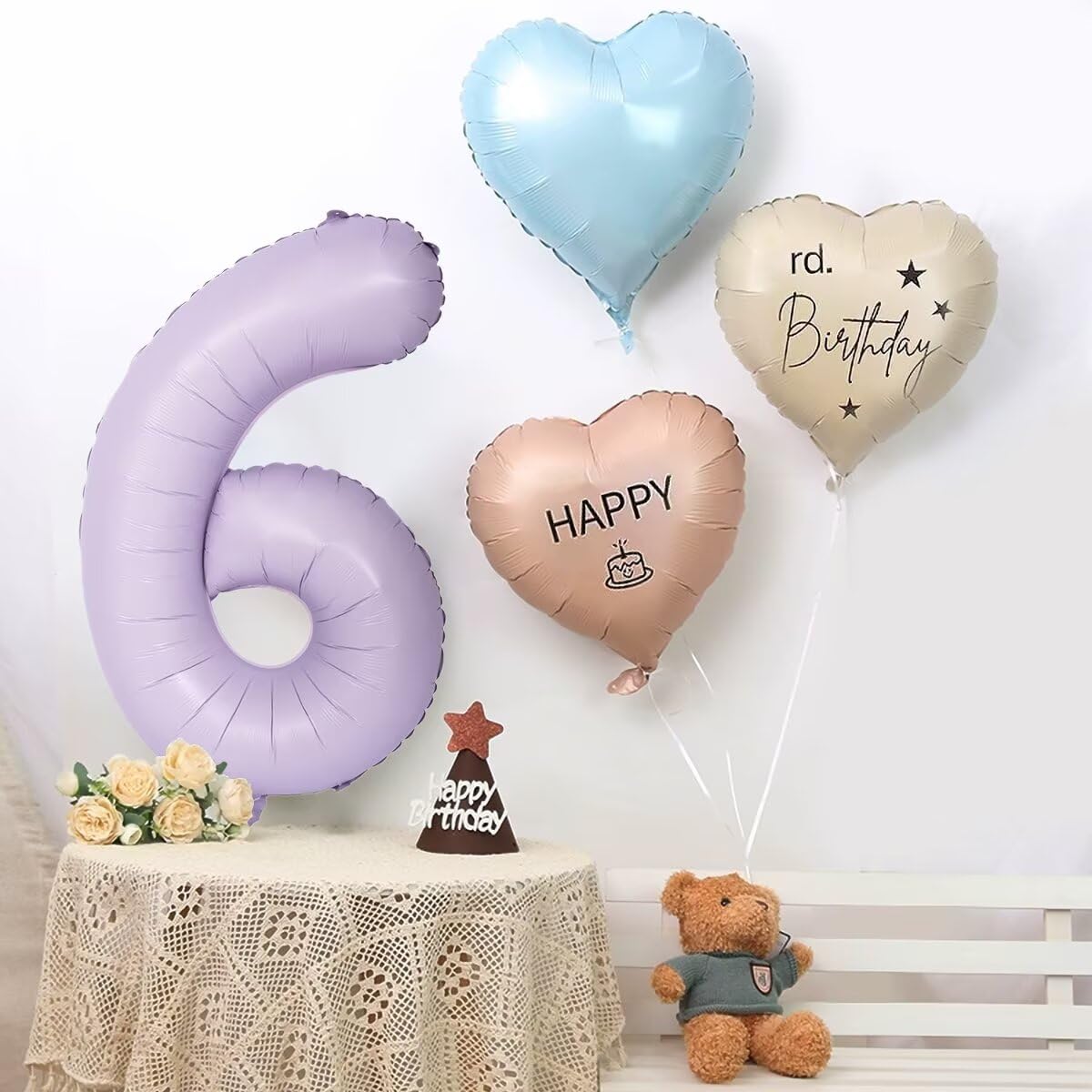 LVMOQIQIU Purple 4 Number Balloon - 40 Inch Matte Foil Number 4 Balloon for Parties