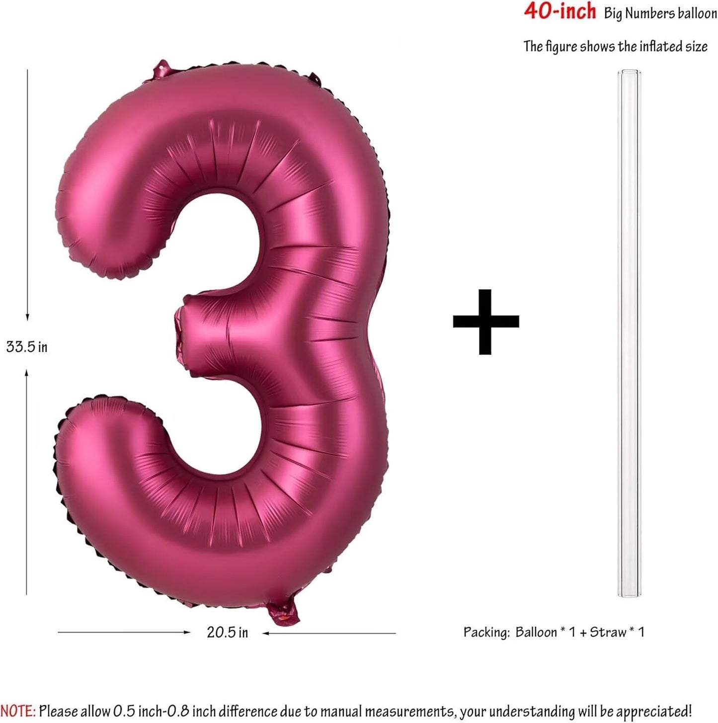 LVMOQIQIU 40-Inch Burgundy 30 Balloon – Foil Number Balloon for Birthday, Wedding, and Anniversary