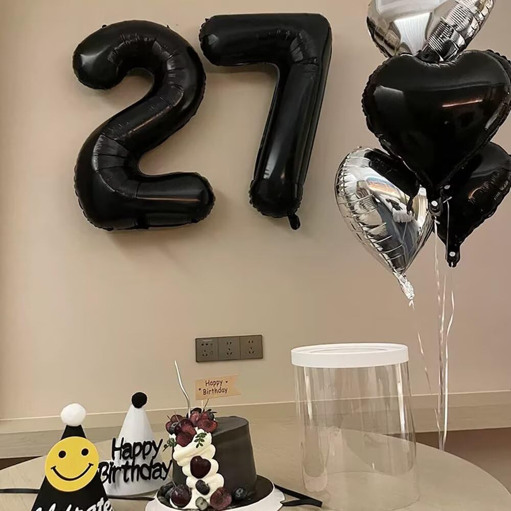 LVMOQIQIU Black 33 Number Balloon - 40-Inch Large Foil Balloons for Party Decor