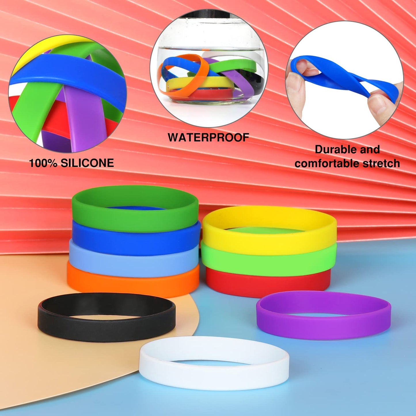 LVNRIDS 30 Pack Silicone Wristbands for Kids (Ages 3–7) – Durable Red Party Favors & Decorations