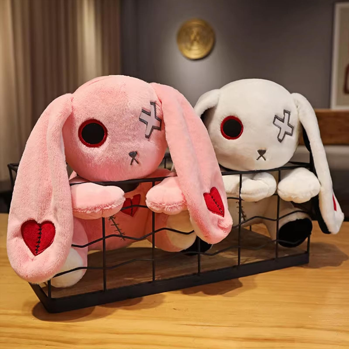 LVQING Rabbit Plush Doll — Long-Eared Halloween Bunny Plush, 11.8 in Pink