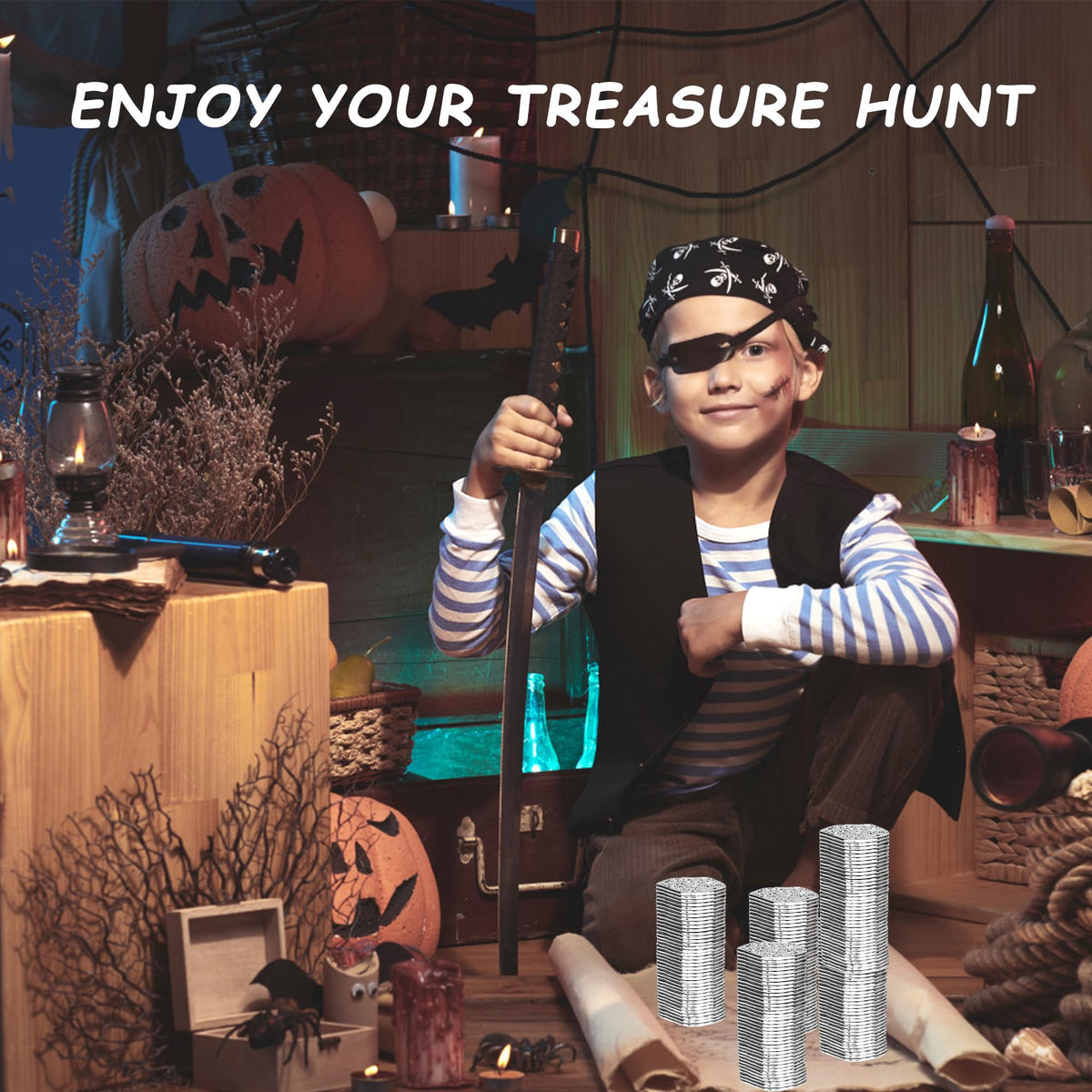 LVYOUIF 100 PCS Silver Pirate Coins – Realistic Treasure Tokens for Kids