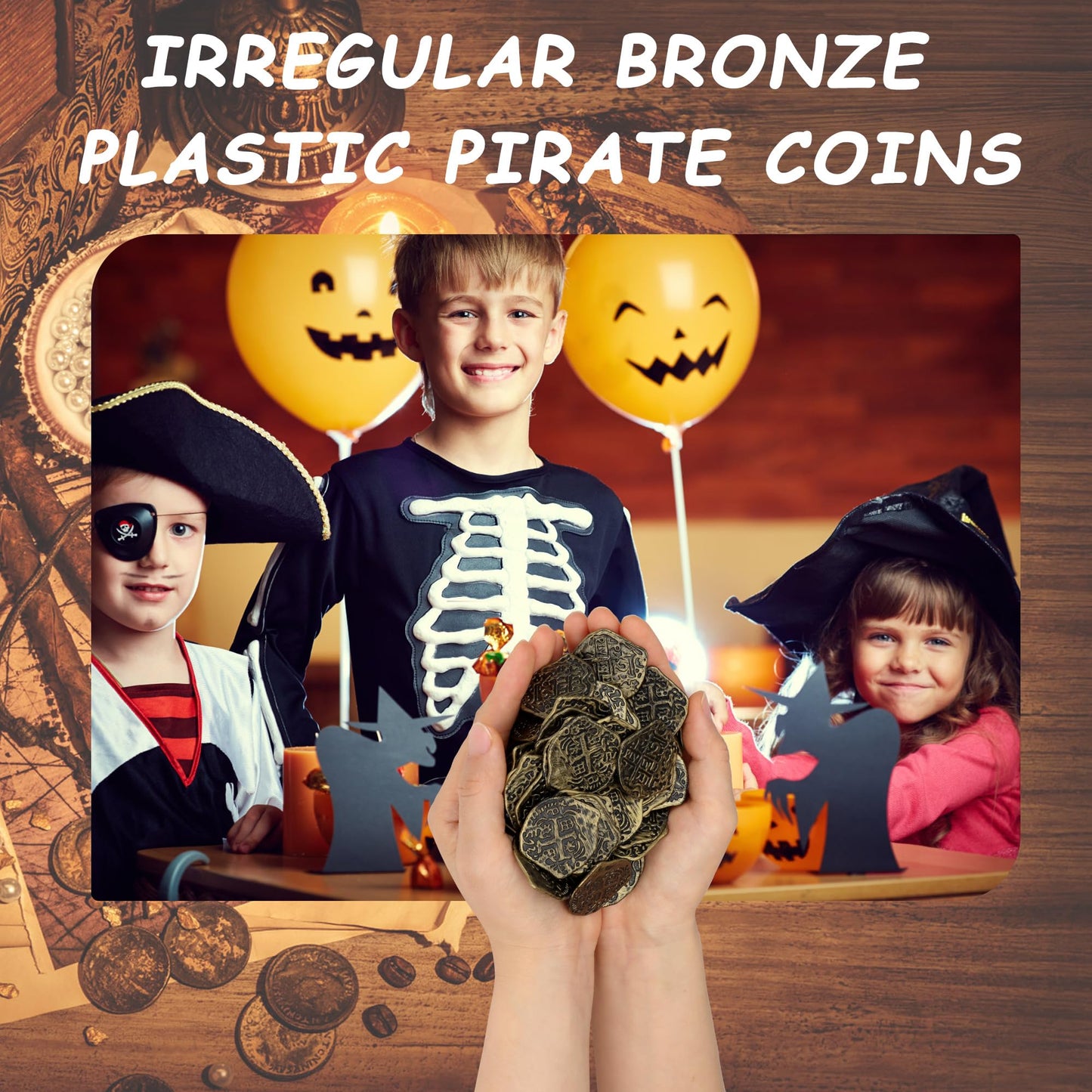 LVYOUIF 100 Pcs Pirate Bronze Plastic Treasure Coins – Kids Pirate Party Set