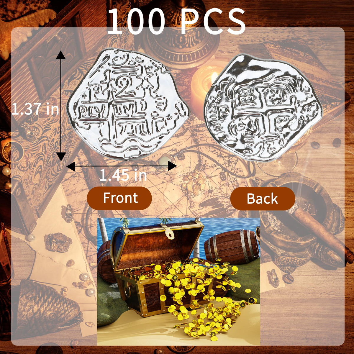 LVYOUIF 100 PCS Silver Pirate Coins – Realistic Treasure Tokens for Kids