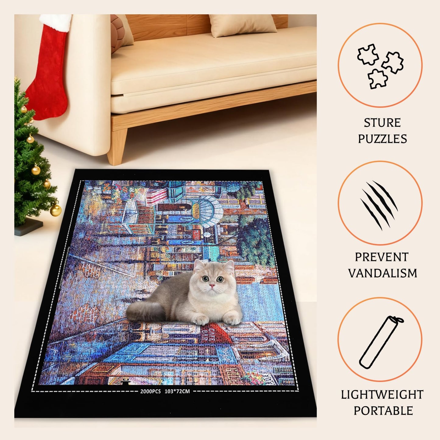 Lwoeo Jigsaw Puzzle Mat Roll Up – 2000-Piece Capacity, Black Roll-Up Mat & Trays