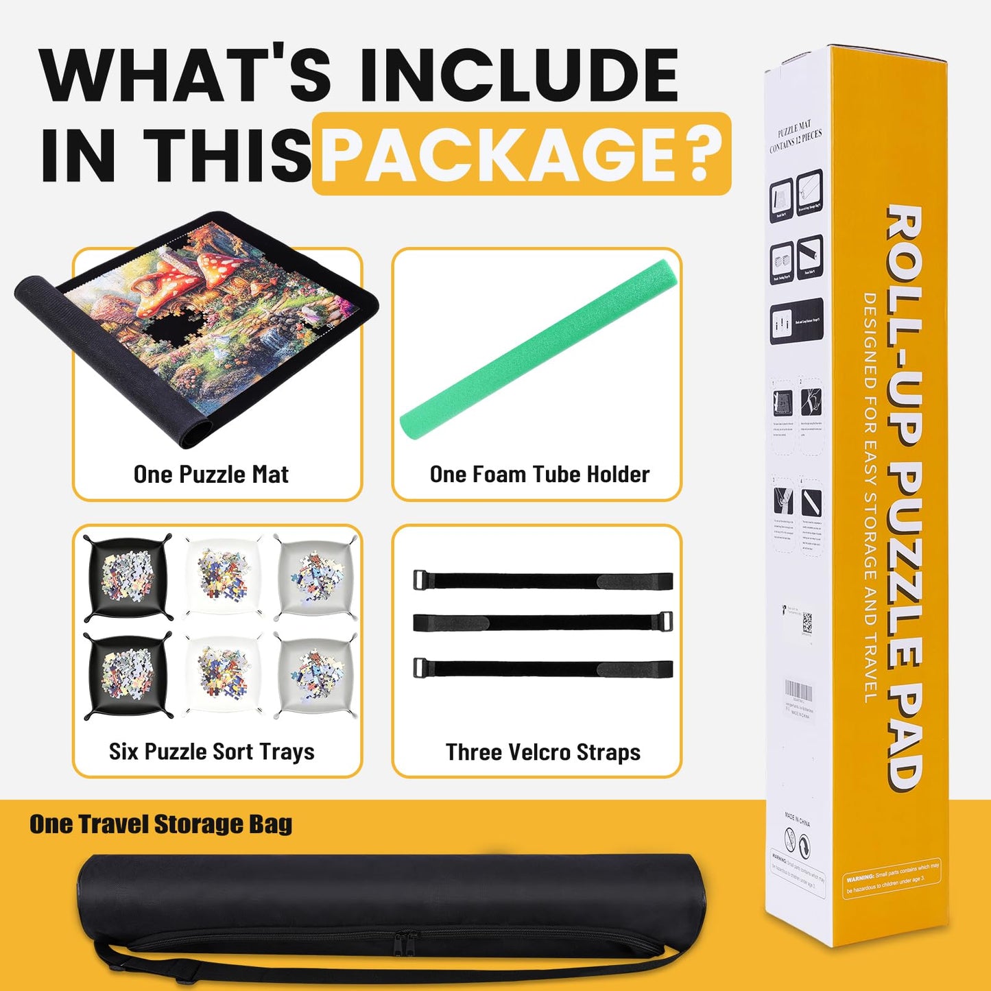 Lwoeo Jigsaw Puzzle Mat Roll Up 1000 Pieces — 6 Sorting Trays, Portable Storage