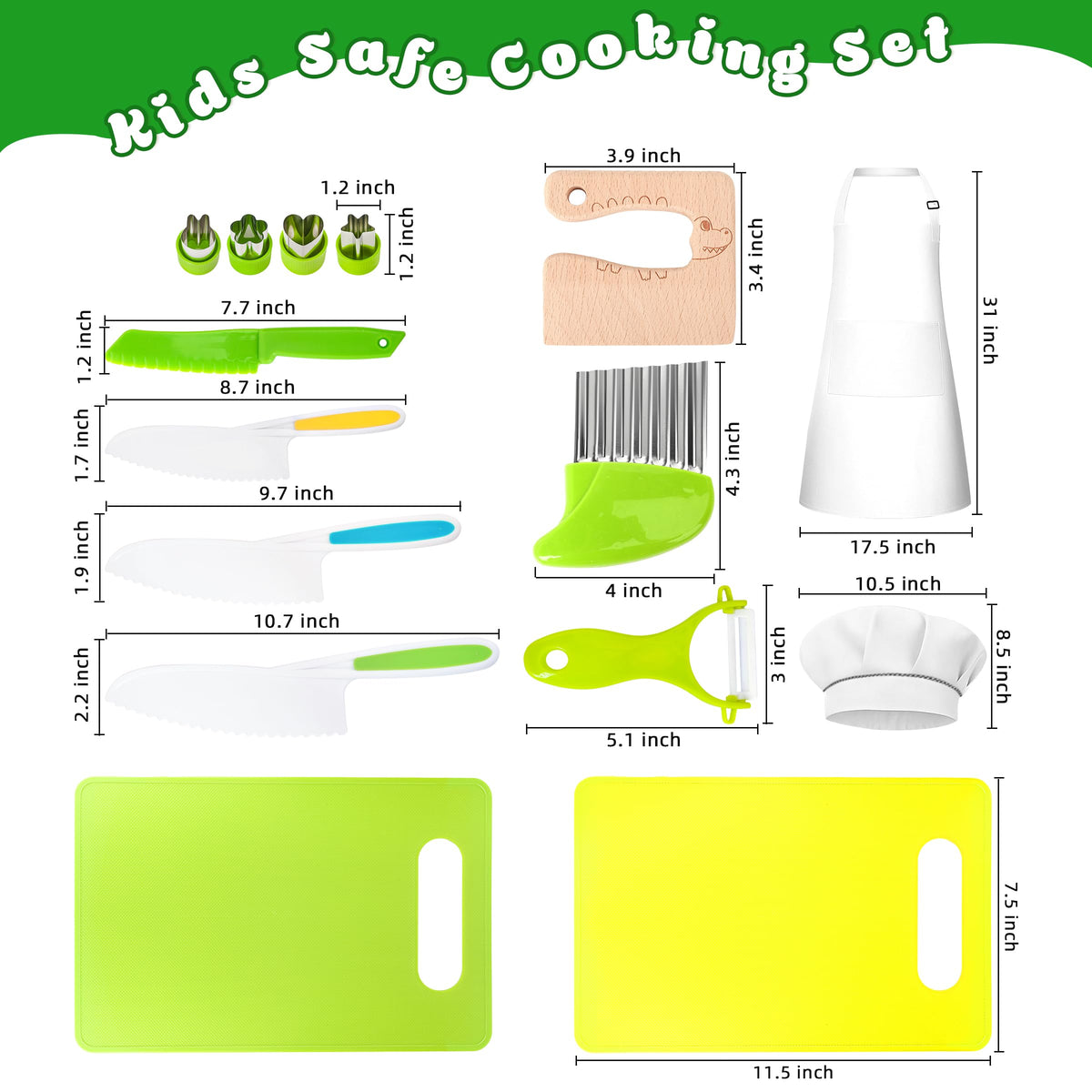 LWWTBS Kids Knife Set – Real Cooking 15-Piece Montessori Kitchen Toys for Toddlers