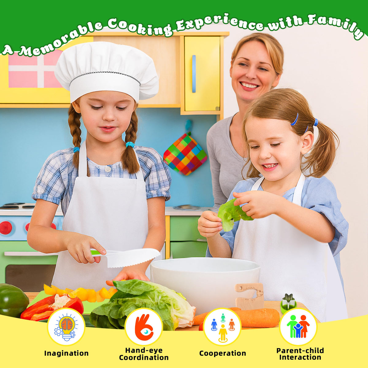 LWWTBS Kids Knife Set – Real Cooking 15-Piece Montessori Kitchen Toys for Toddlers